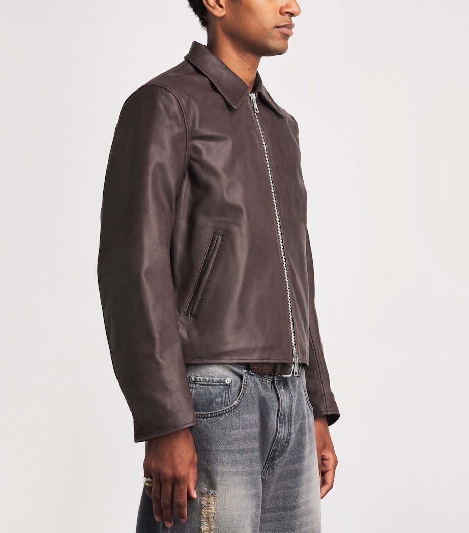 Our Legacy Mens Mini Leather Jacket Matted Brown Wxd Bvn Image 4
