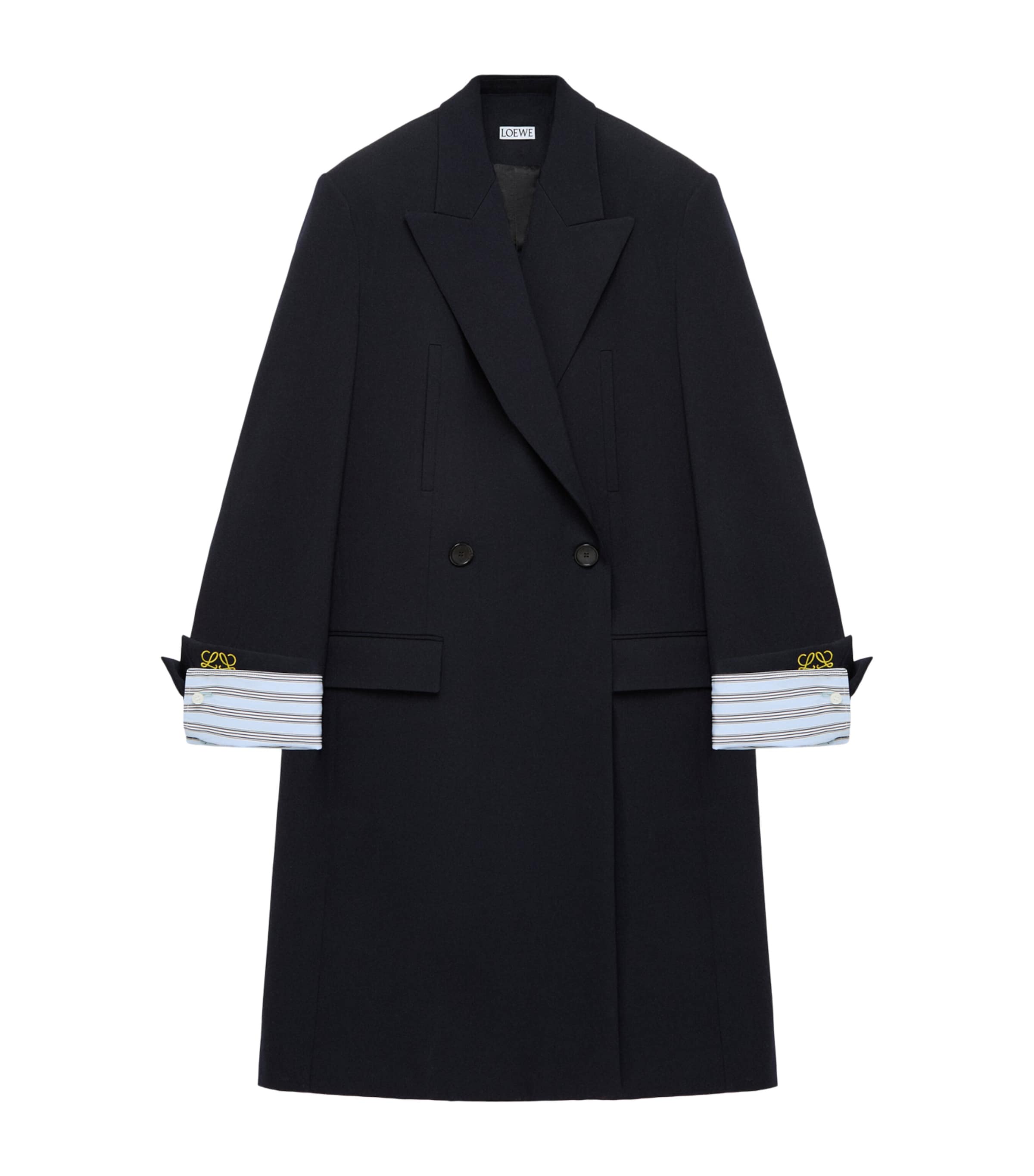 LOEWE Mens Wool-Blend Double-Breasted Coat Dark Navy Image 6