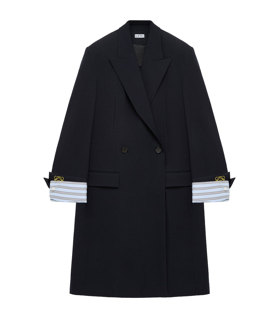 LOEWE Mens Wool-Blend Double-Breasted Coat Dark Navy Image 6