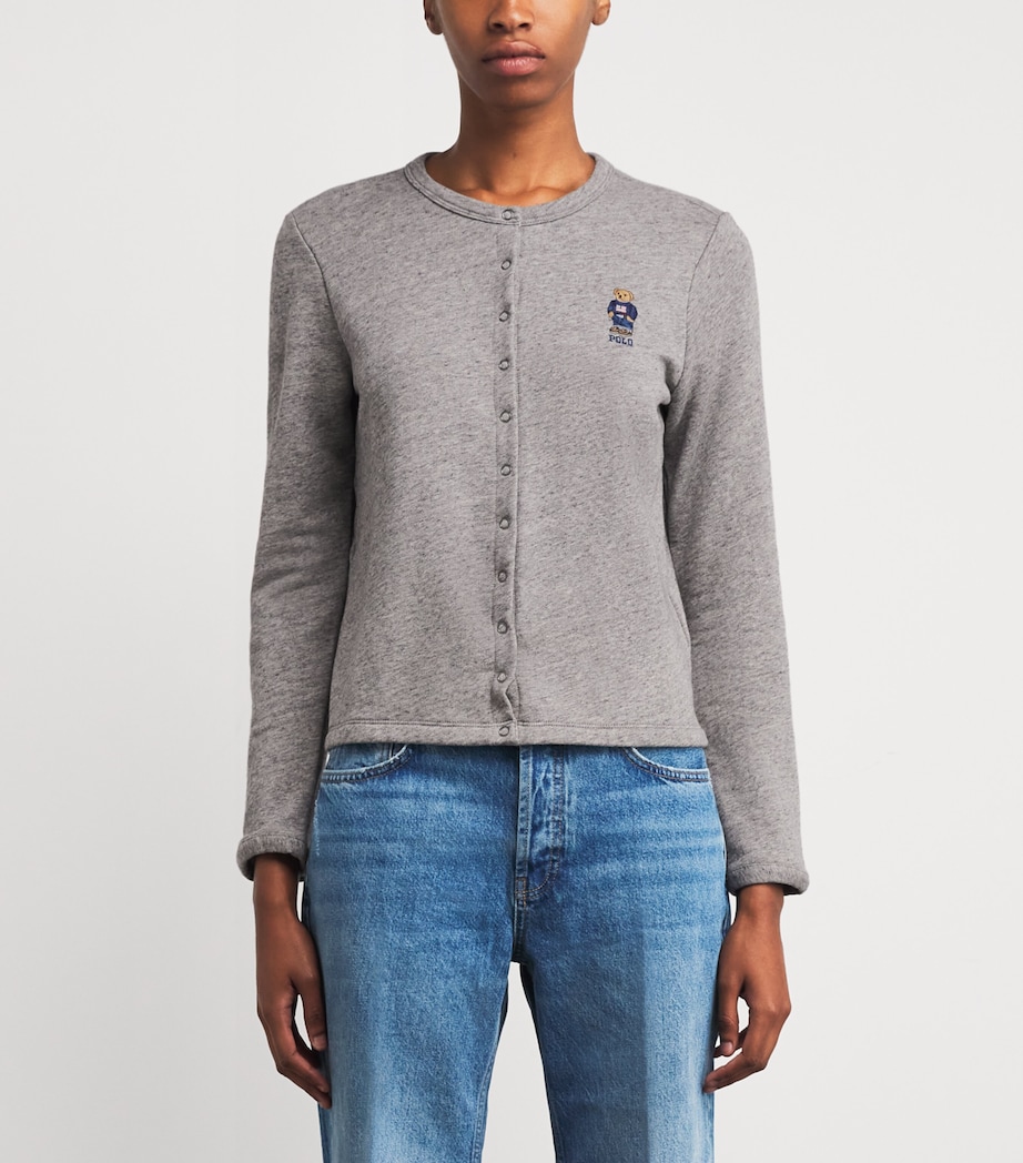 French Terry Polo Bear Cardigan DARK VINTAGE HEATHER Image 3