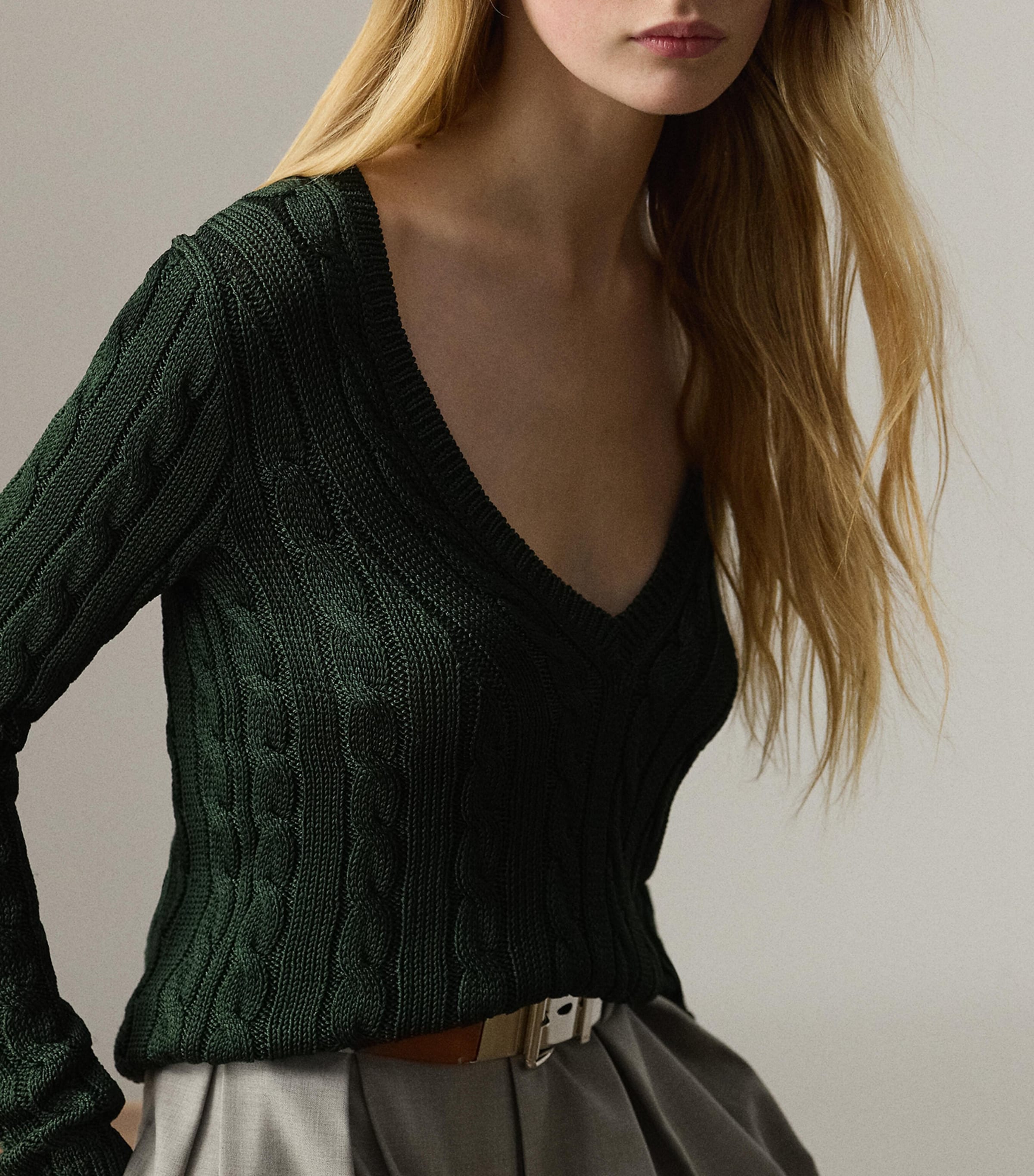 Silk V-Neck Sweater DARK RACING GREEN Image 4
