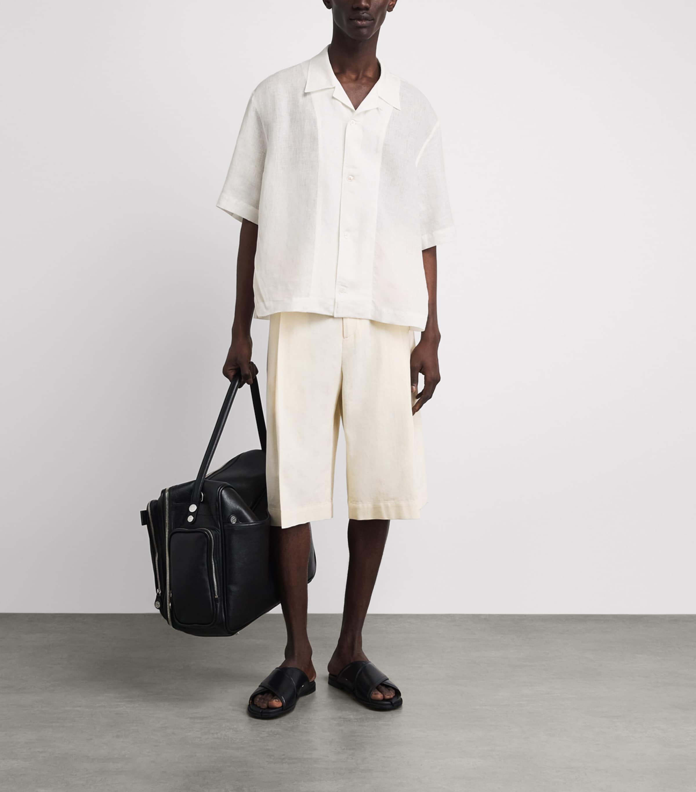 Studio Nicholson Mens Linen Relaxed Shirt Milk Image 2