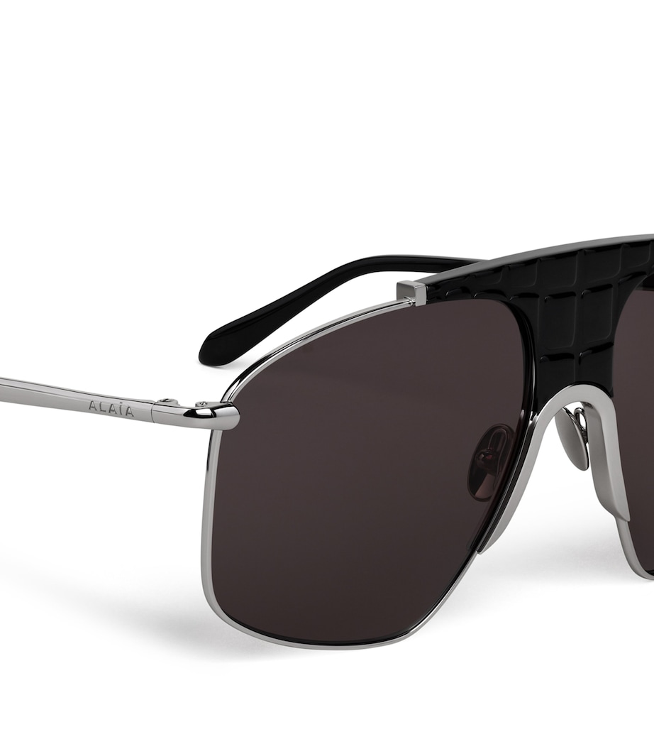 Alaïa Metal Aviator Mask Sunglasses Argent/gris Image 4