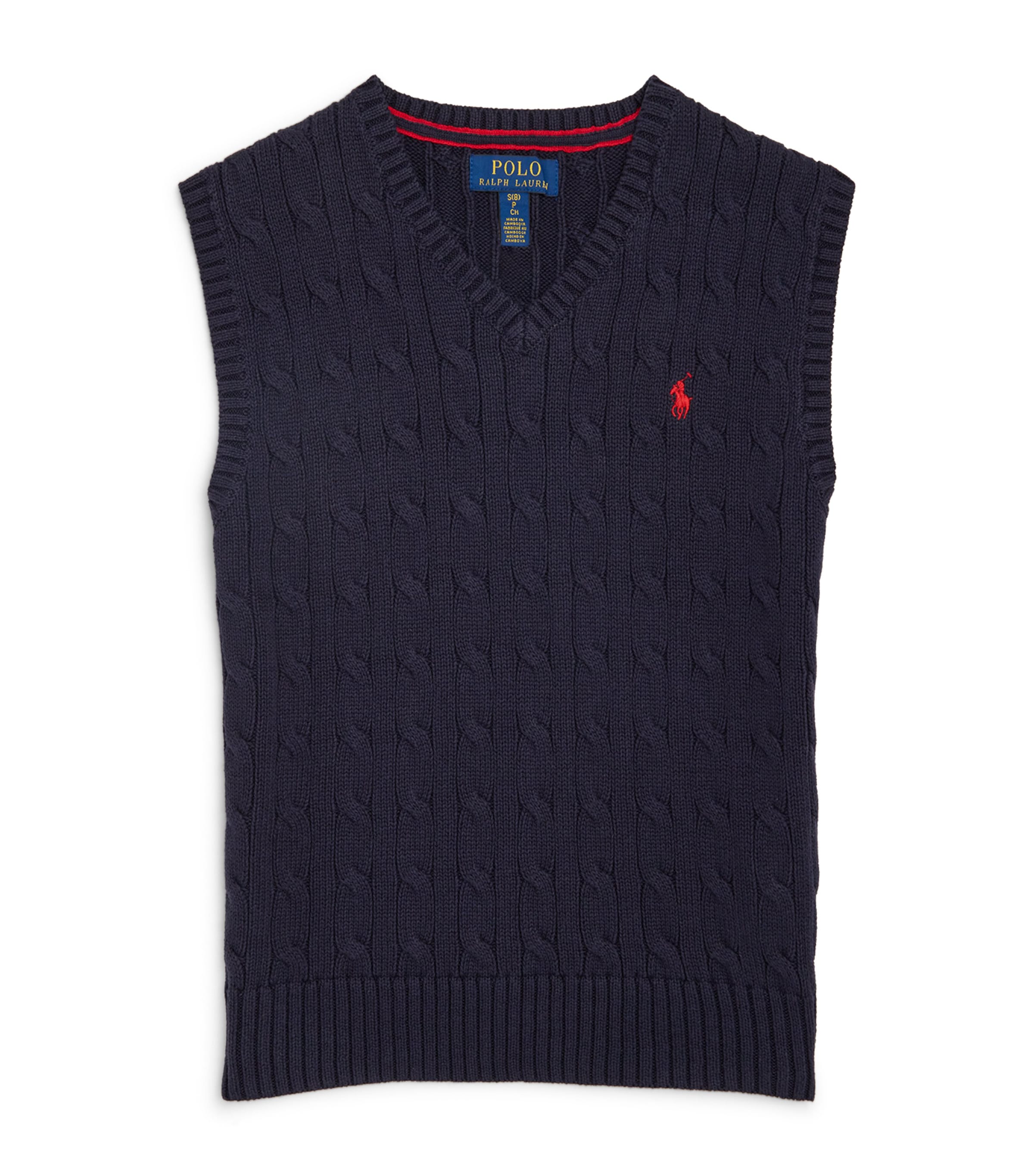 Shop Ralph Lauren Cotton Cable-knit Sweater Vest In Navy