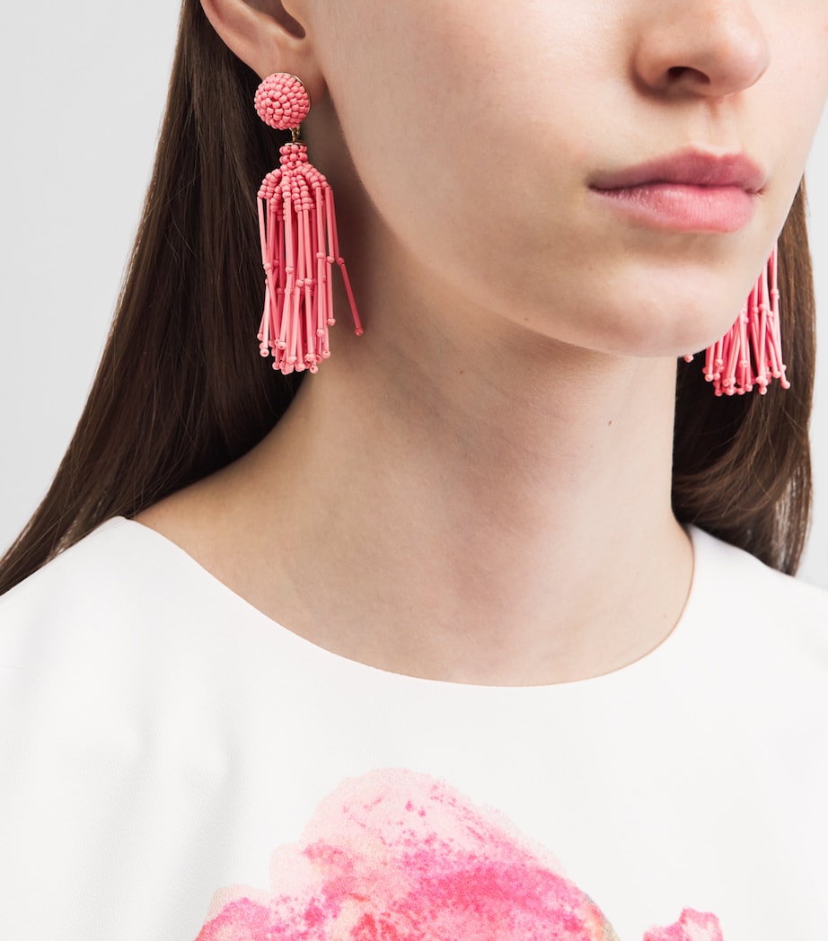 Carolina Herrera Beaded Tassel Drop Earrings Sunset Image 2