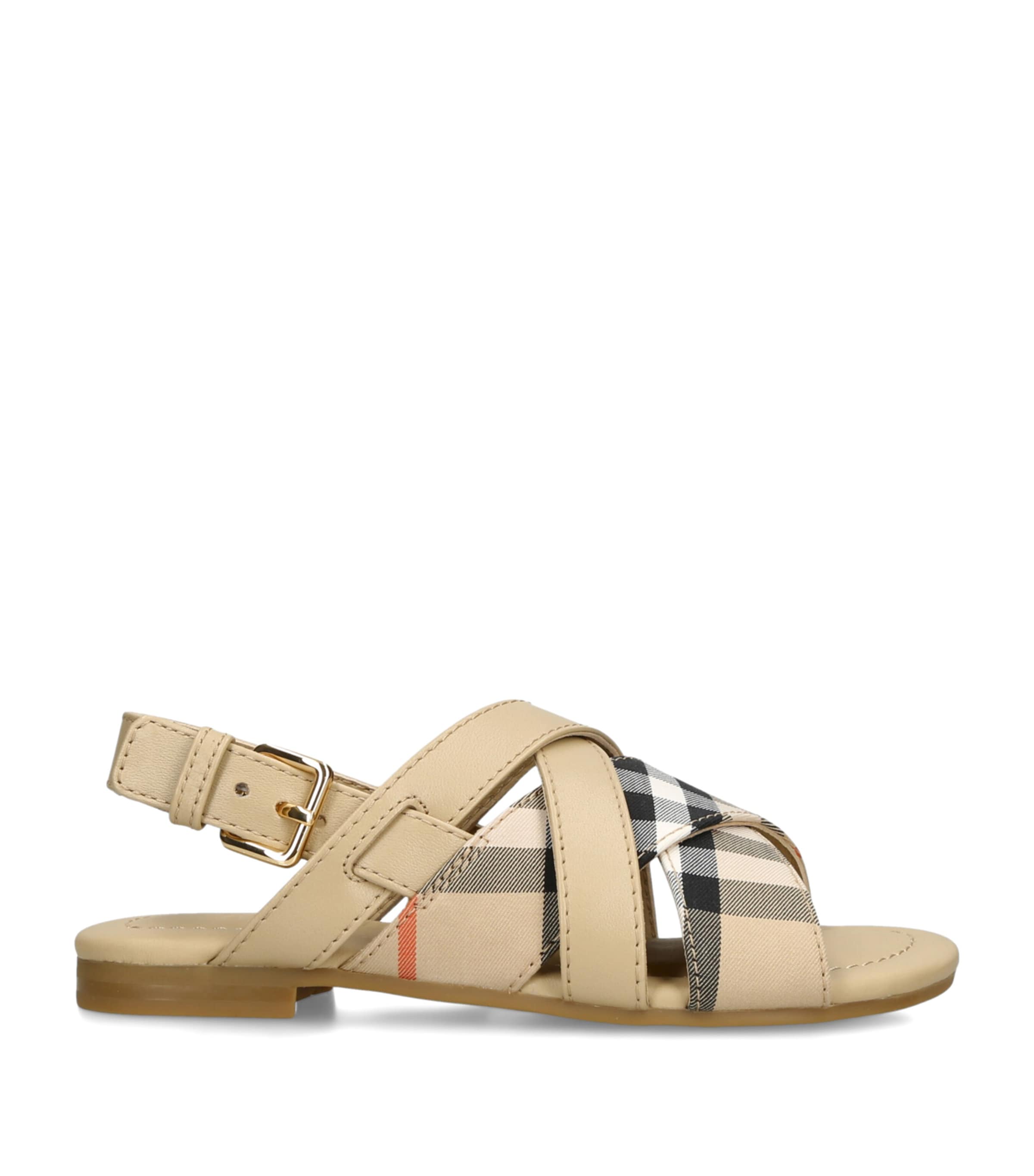Burberry Kids Leather Cleo Sandals Beige Image 1