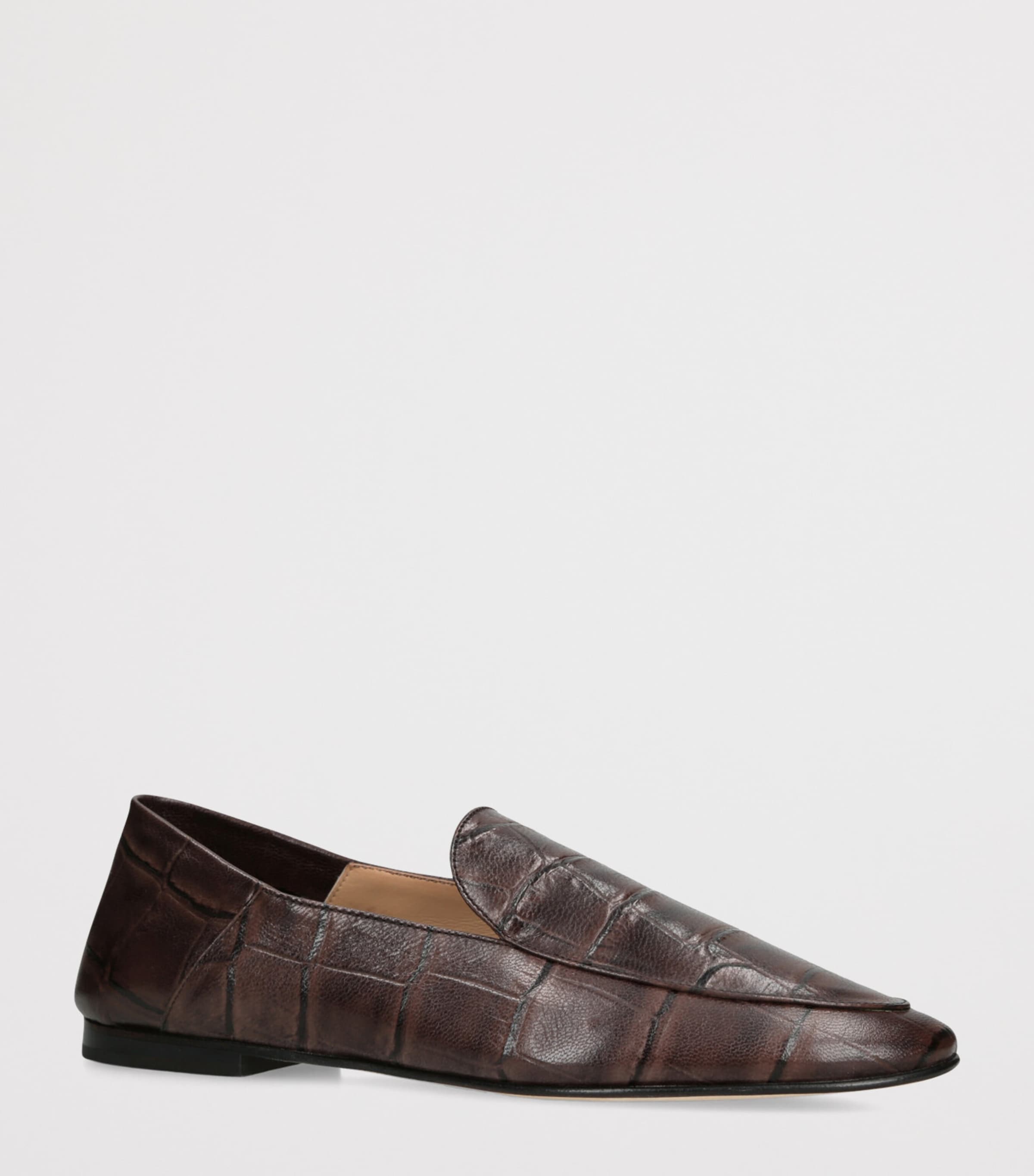 Dear Frances Womens Croc-Embossed Leather Gio Loafers Dark Brown Image 3