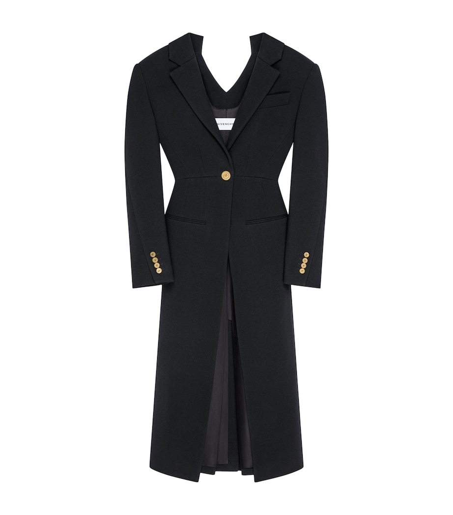 Wool-Blend Open-Back Tailored Coat BLACK Image 1