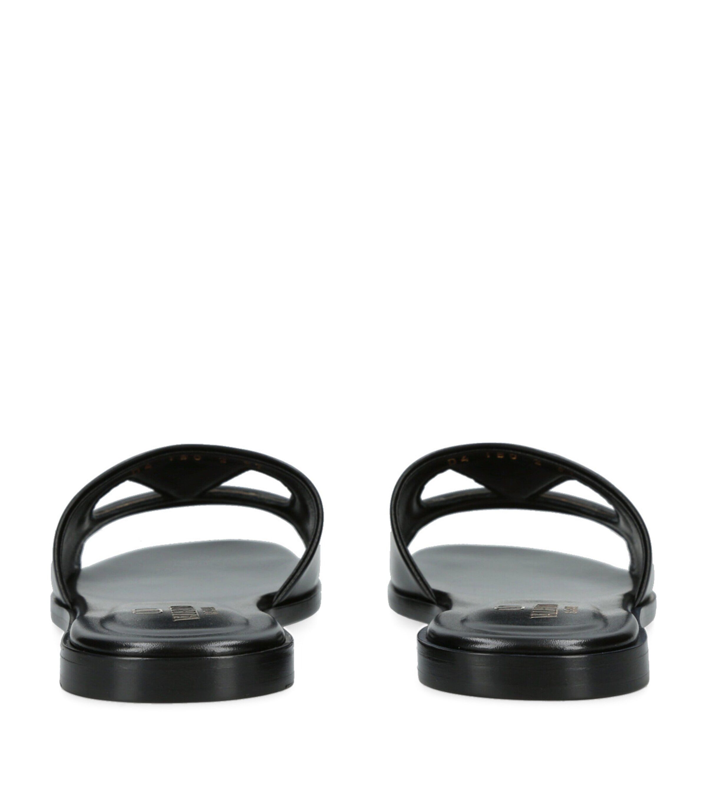 Valentino Garavani Leather Cut-Out VLOGO Slides Black Image 2