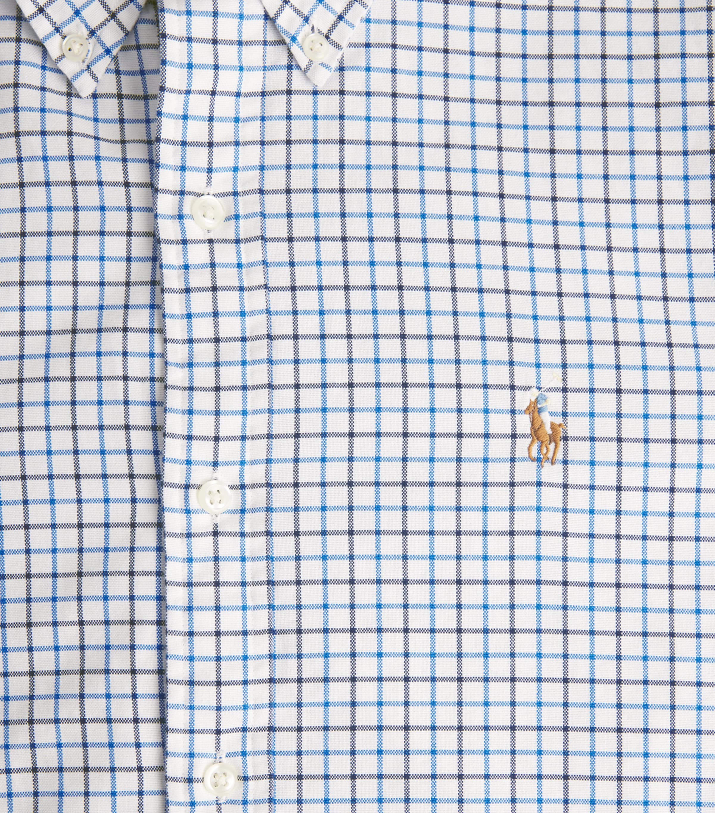 Cotton Tattersall Oxford Shirt WHITE BLUE Image 5