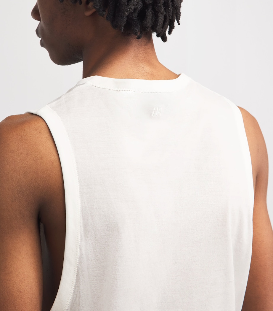 AMI Paris Mens Cotton Ami de Coeur Tank Top Blanc Creme Image 3