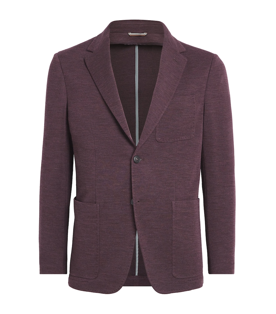 Canali Mens Wool Blazer Burgundy Image 1