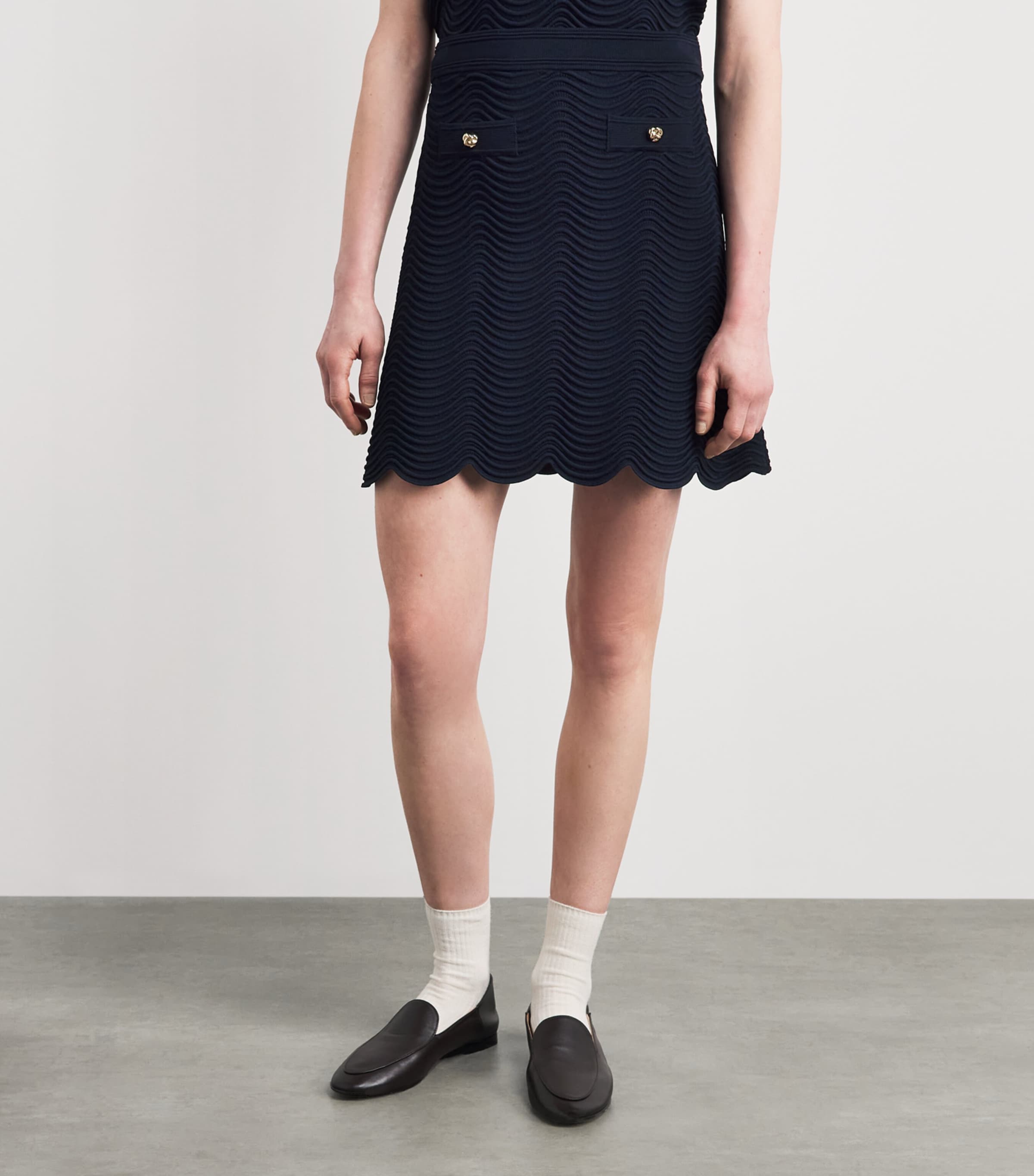 Sandro Paris Womens Knitted Mini Skirt Navy Blue Image 4