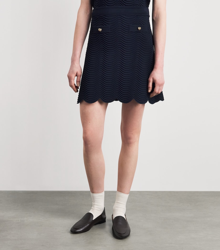 Sandro Paris Womens Knitted Mini Skirt Navy Blue Image 4