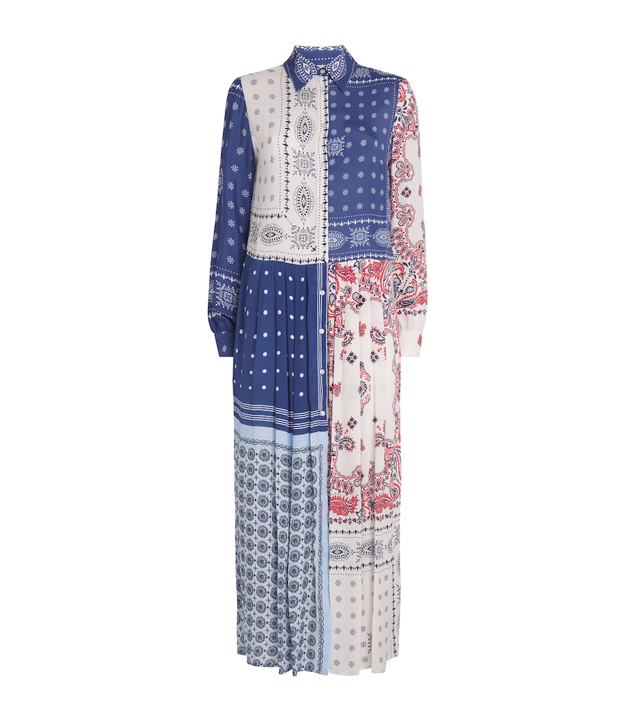 Patchwork Print Midi Dress LIGHT BLUE Image 1