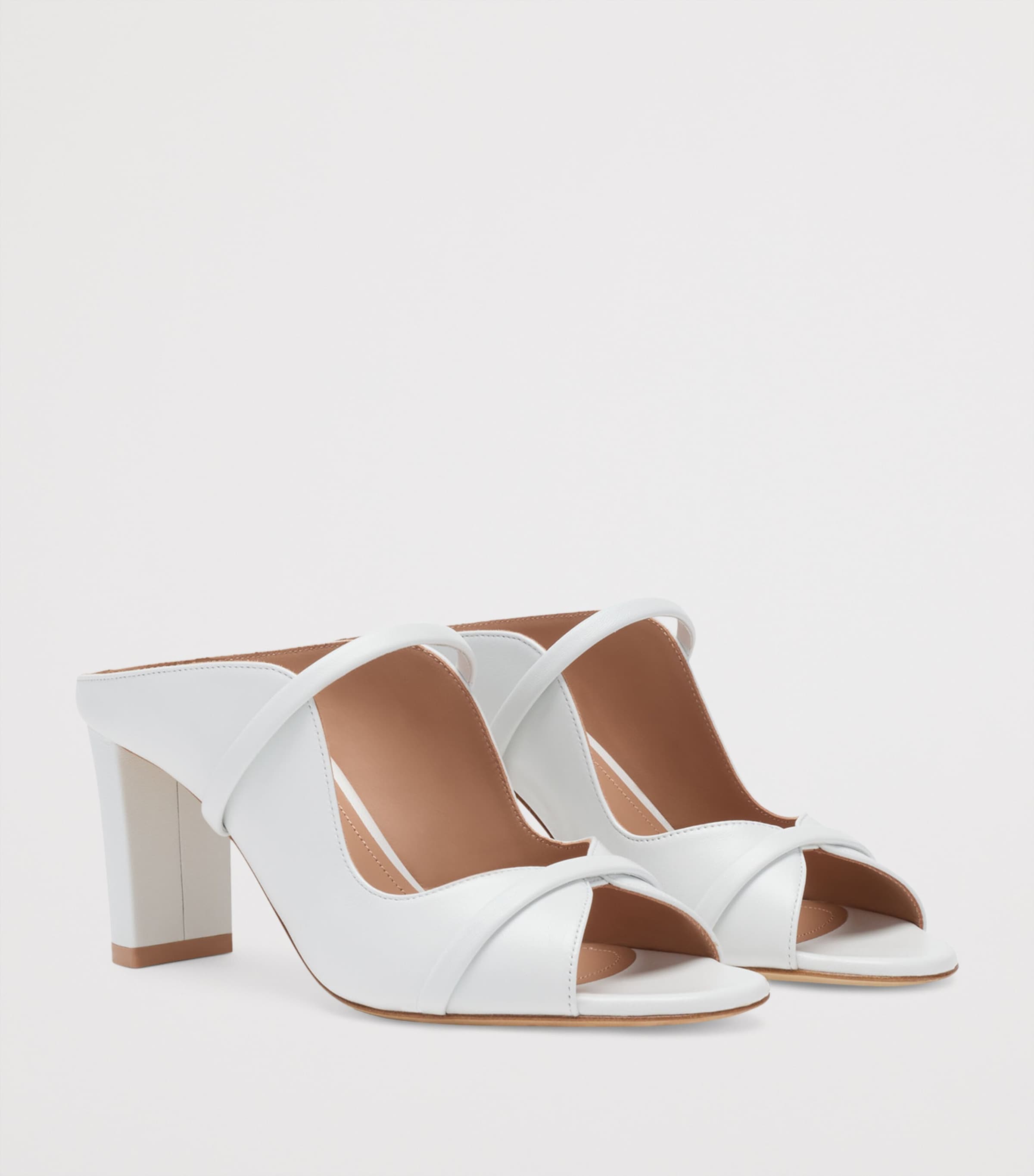 Malone Souliers Leather Norah Heeled Sandals 70 White Image 3
