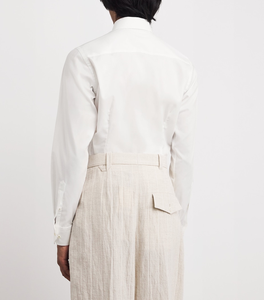 Cotton-Blend Oxford Shirt WHITE SOLID Image 4