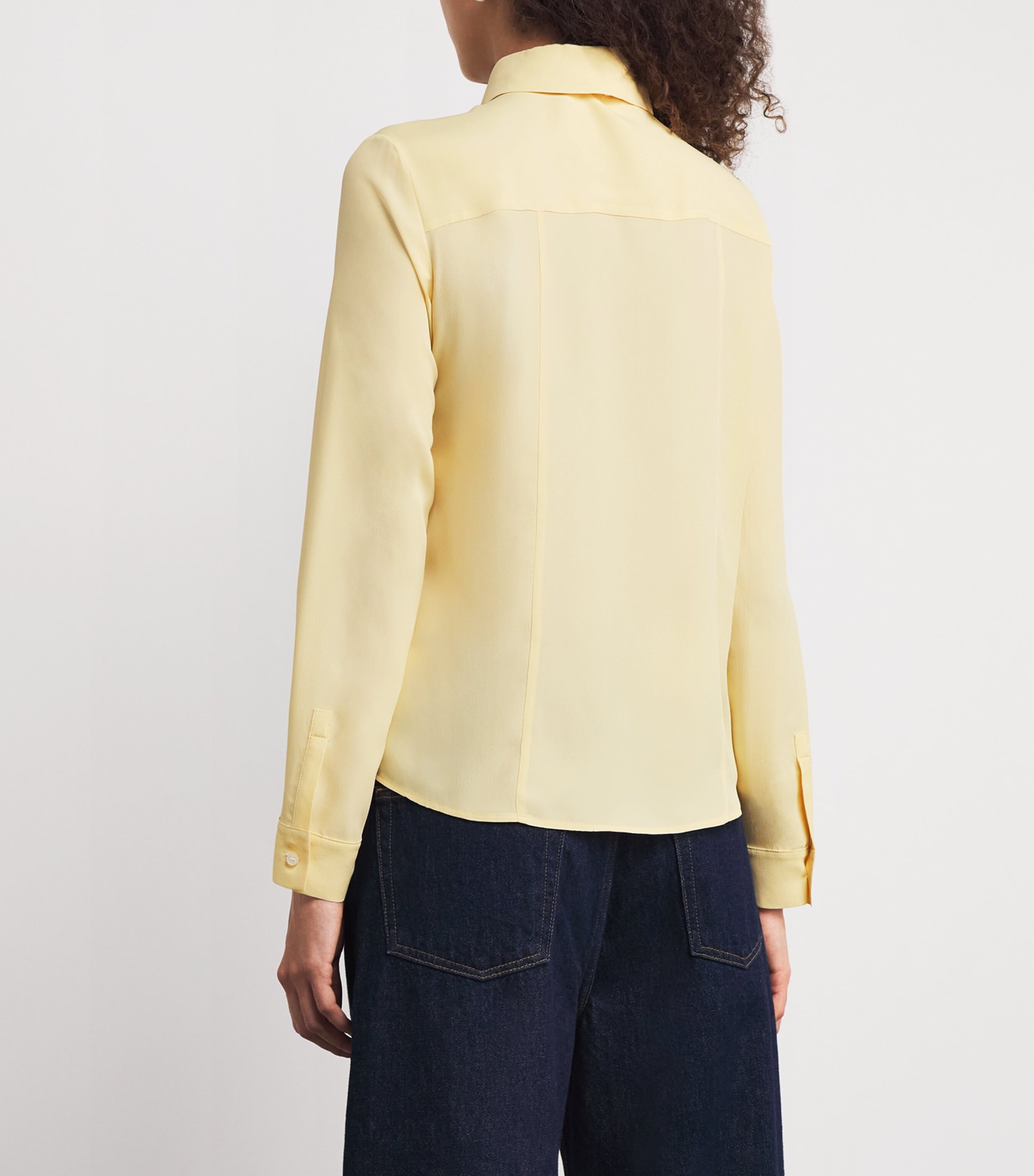 Crepe de Chine Scarf-Neck Shirt YELLOW Image 4