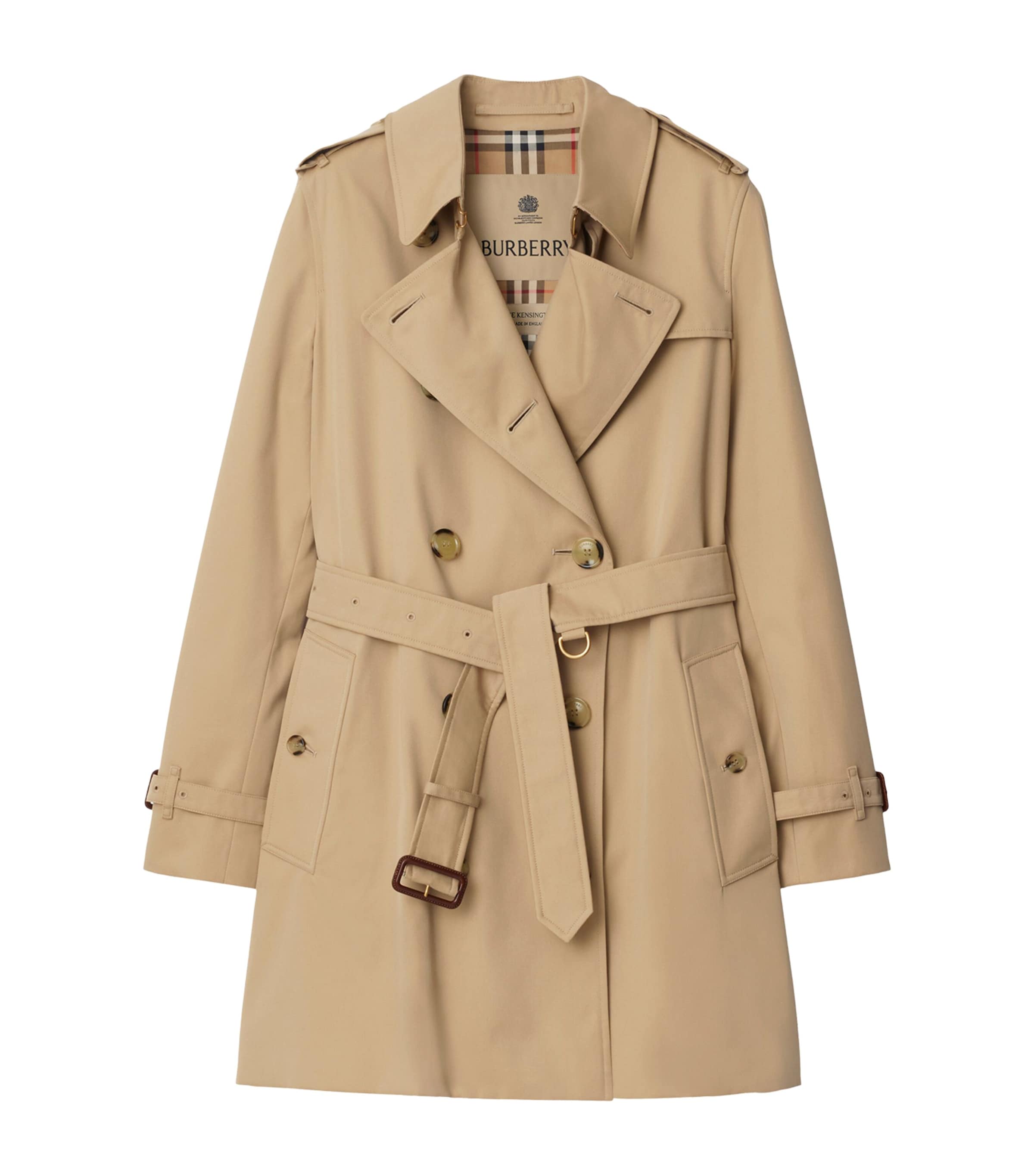 Burberry Gabardine Short Kensington Heritage Trench Coat In Sand