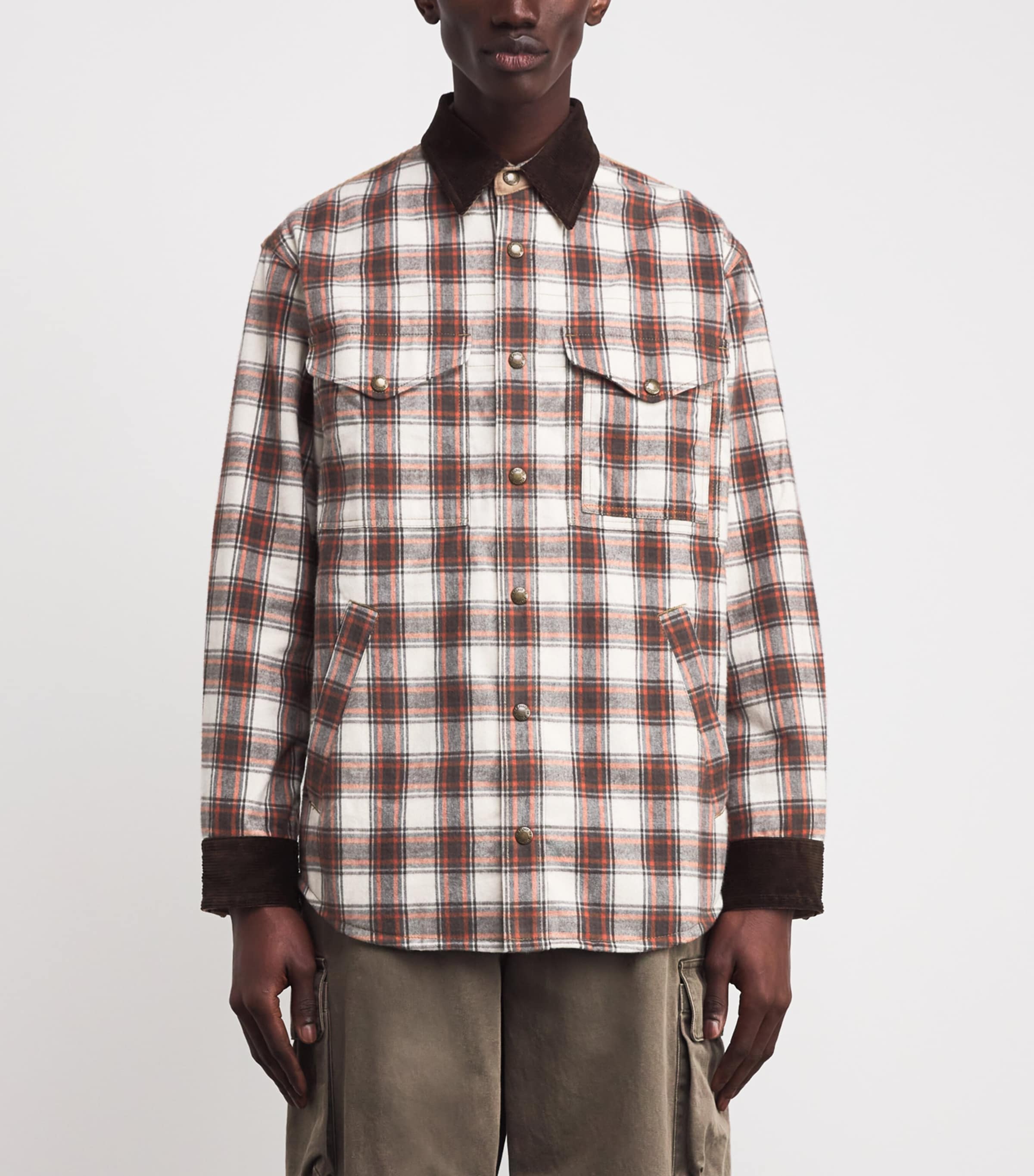 x Filson Oilskin-Leather Check Jacket OFWHT/BRN X BEIGE Image 3