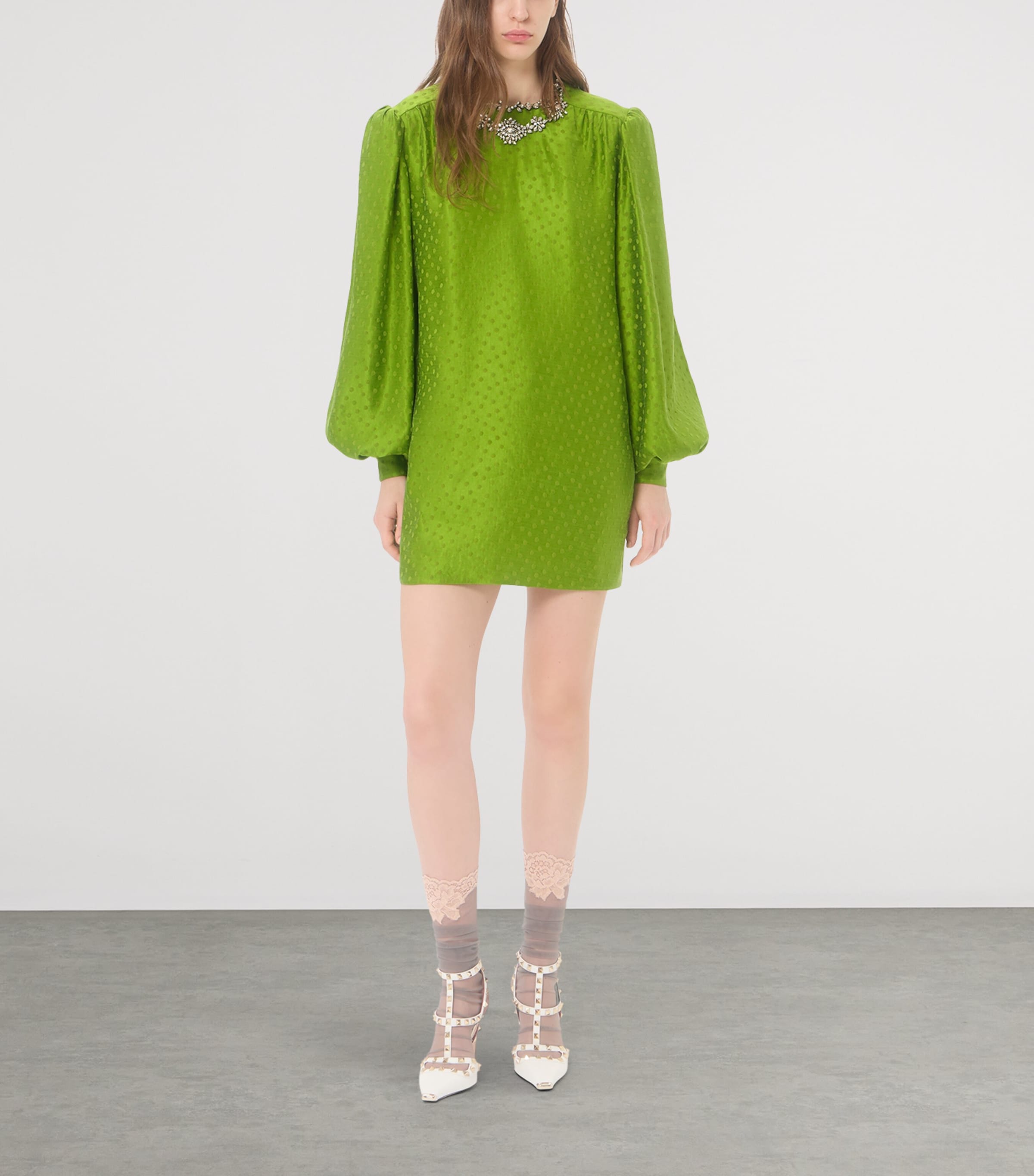 Valentino Womens Silk-Linen Plus De Pois Jacquard Top Image 2