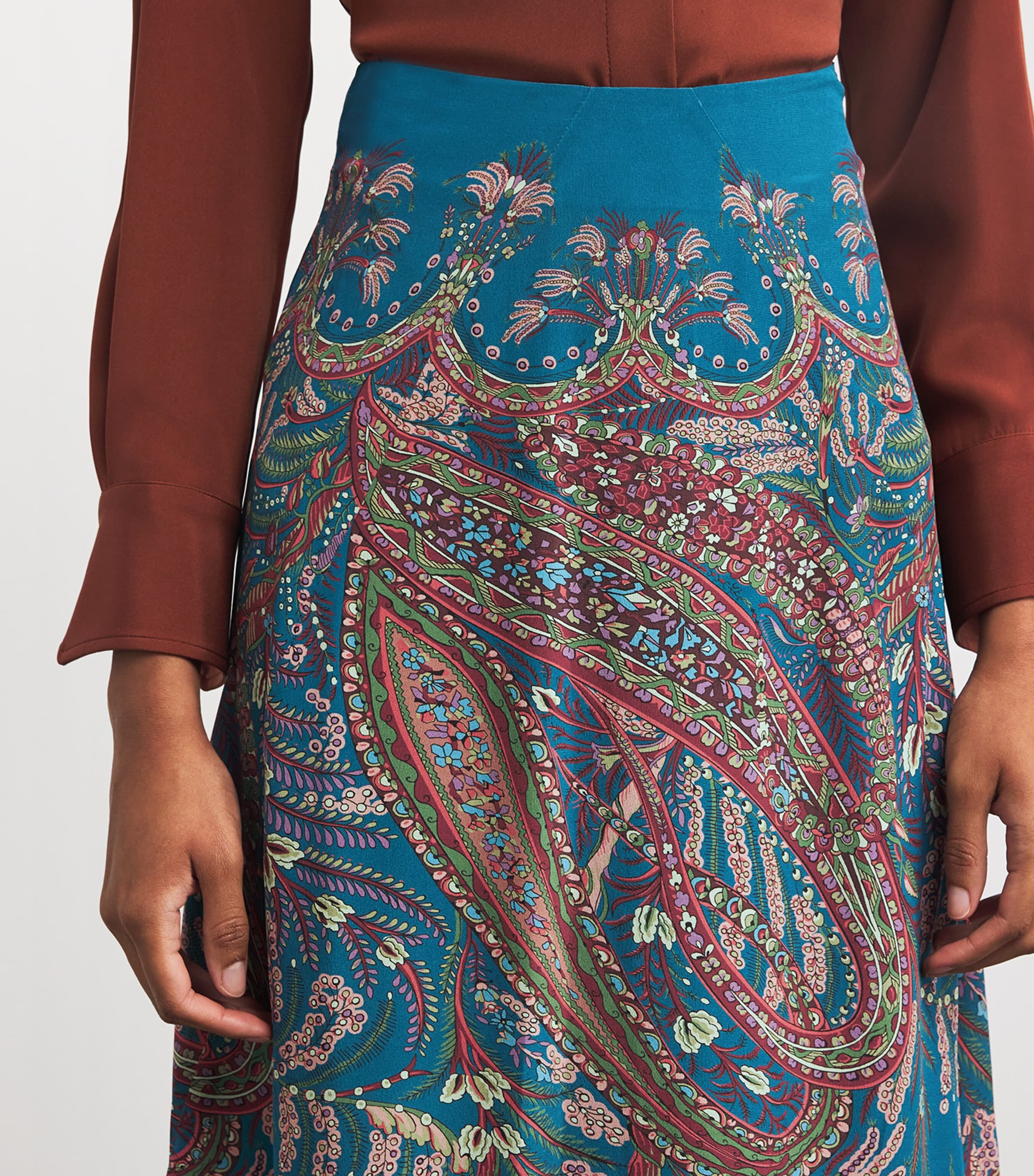 スカート ETRO PAISLEY PRINT SILK FLOUNCED SKIRT Paisley cotton and silk maxi skirt in red - Etro | Mytheresa