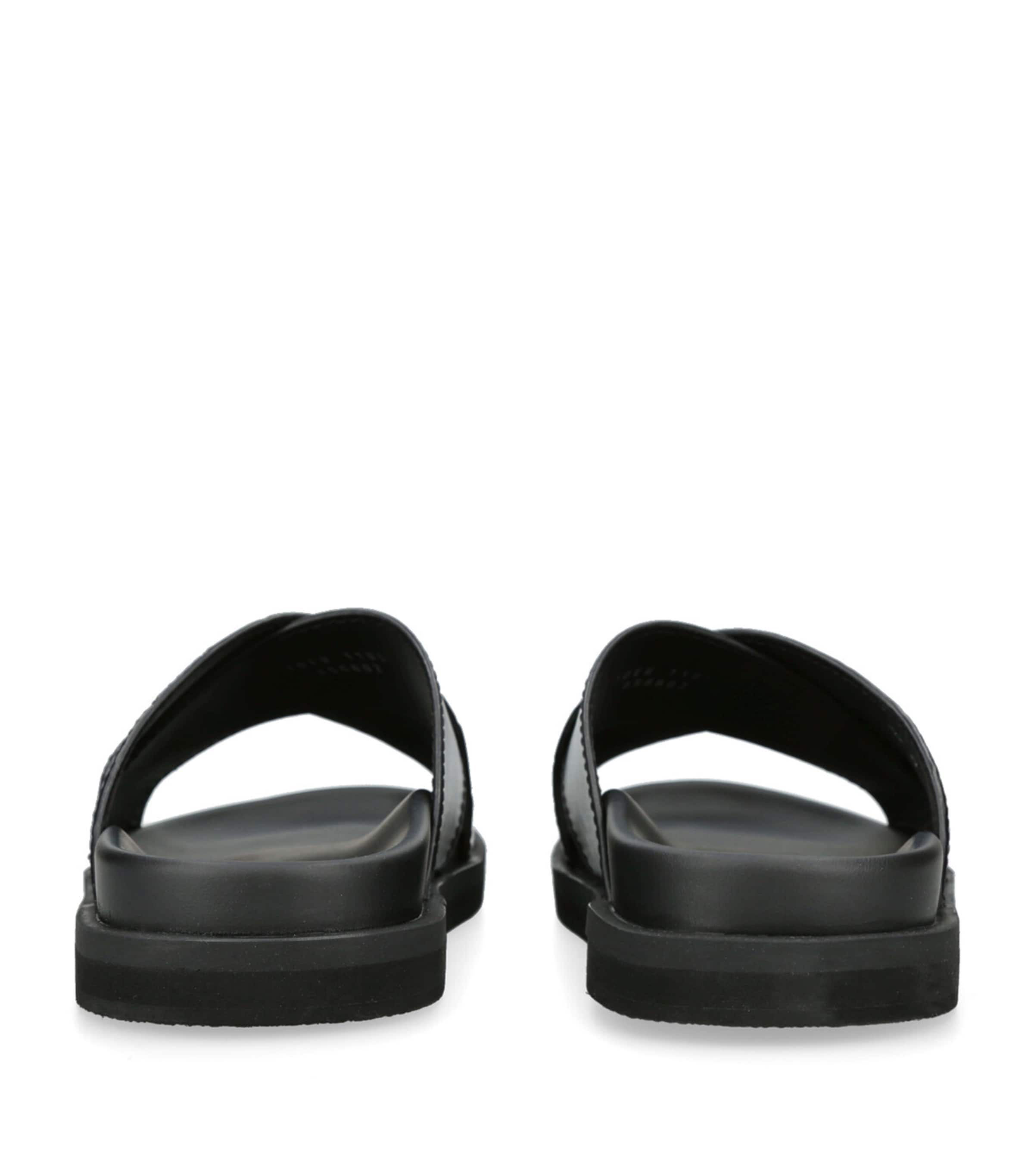 Crocodile Leather Panarea Slides BLACK Image 2