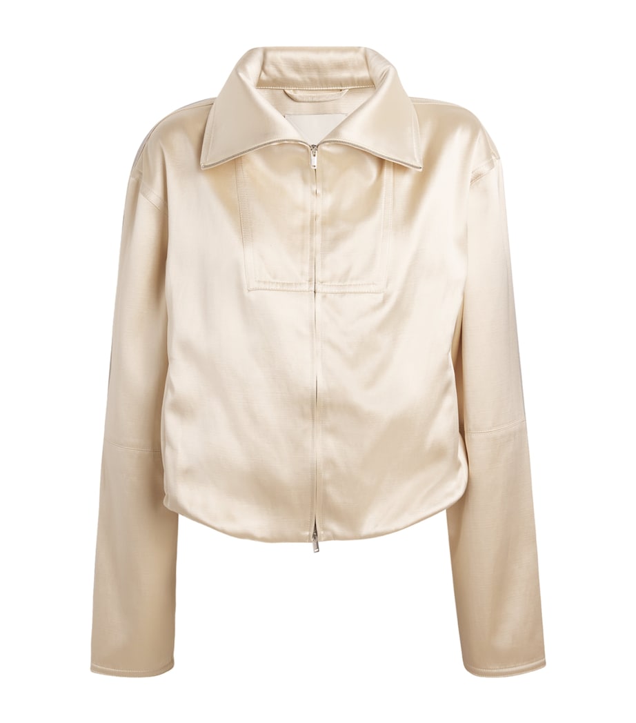 Nanushka Womens Satin Alonza Bomber Jacket Creme Image 1