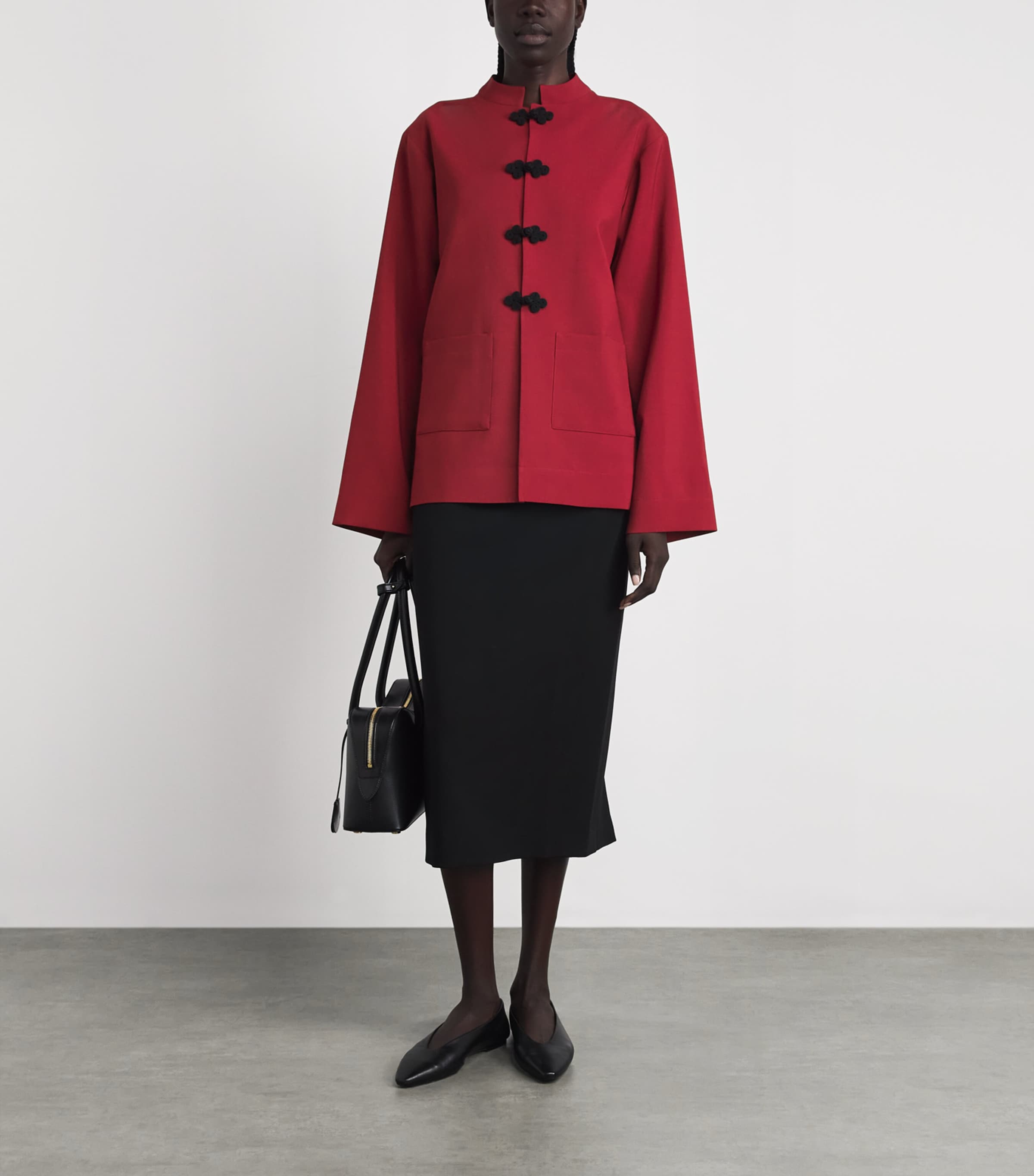 Róhe Womens Wool Pankou-Closure Jacket Carmine Image 2