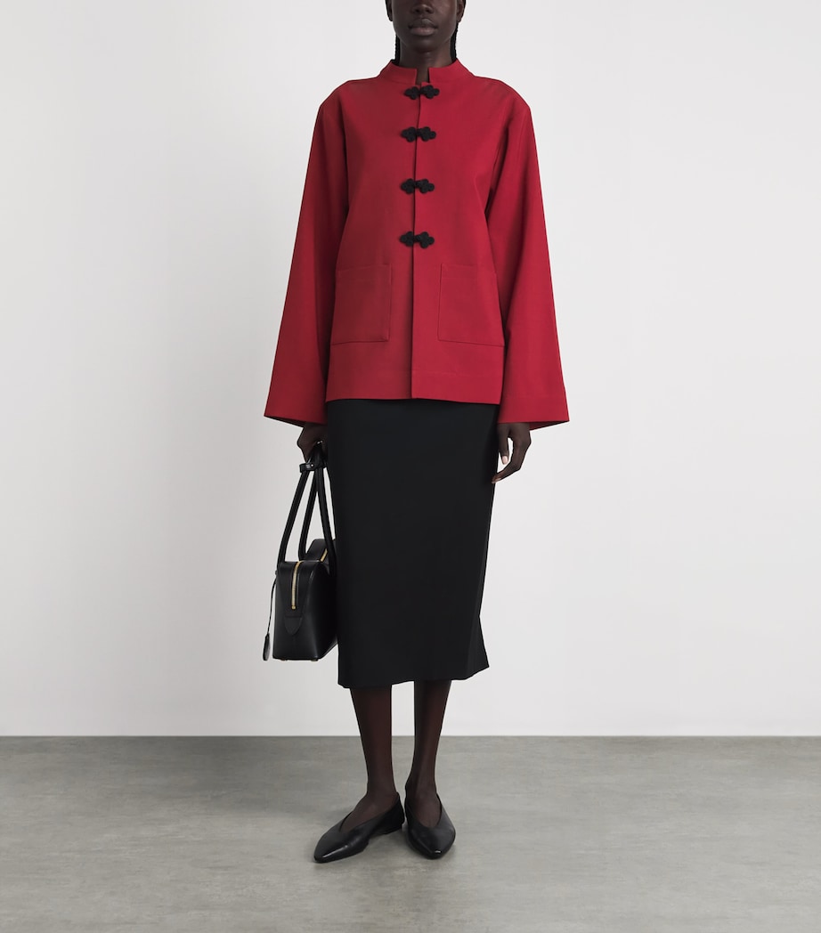 Róhe Womens Wool Pankou-Closure Jacket Carmine Image 2
