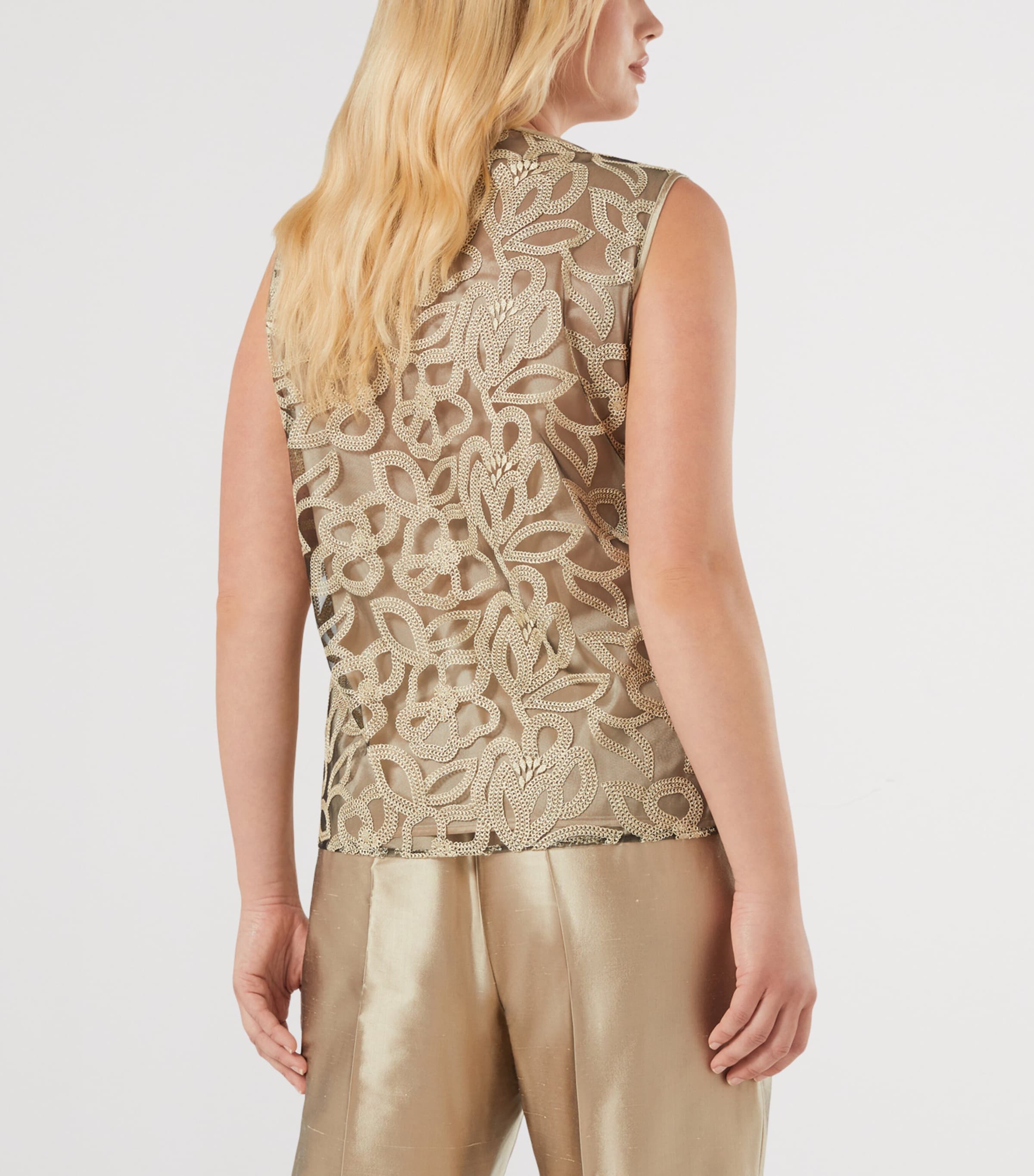 Marina Rinaldi Womens Tulle Embroidered Blouse Black Image 4