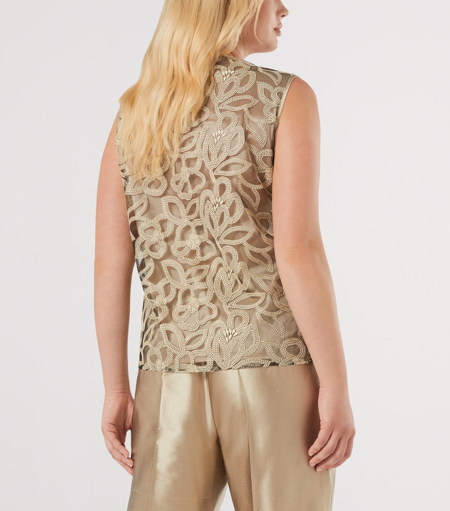 Marina Rinaldi Womens Tulle Embroidered Blouse Black Image 4