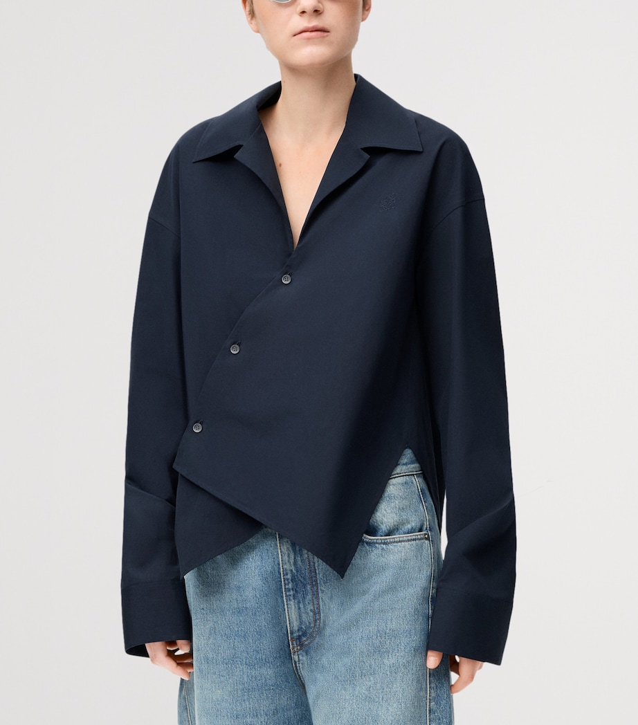 Cotton-Blend Asymmetric Shirt DARK NAVY Image 3