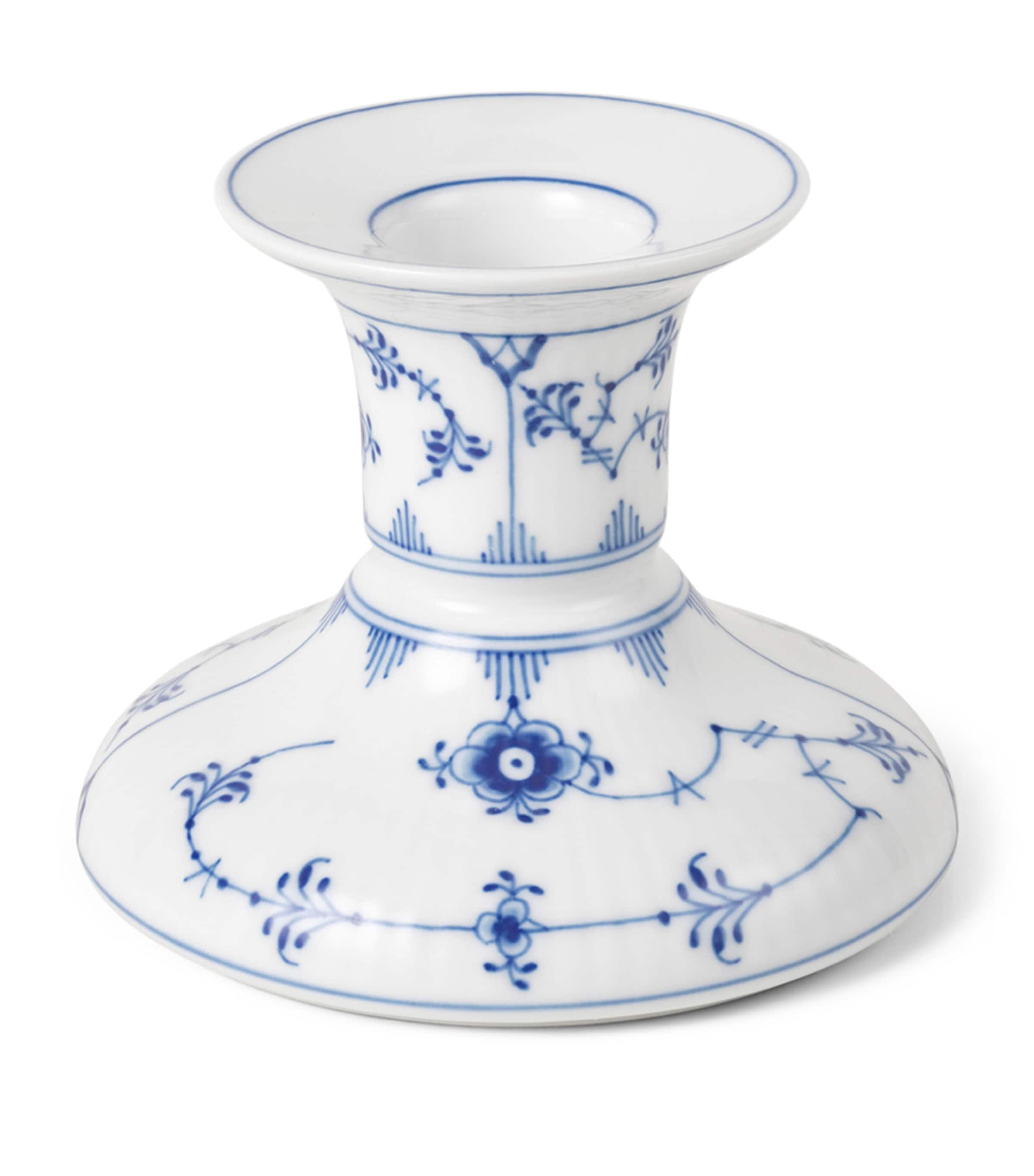 Royal Copenhagen Porcelain Blue Fluted Plain Candle Holder Blue Image 3