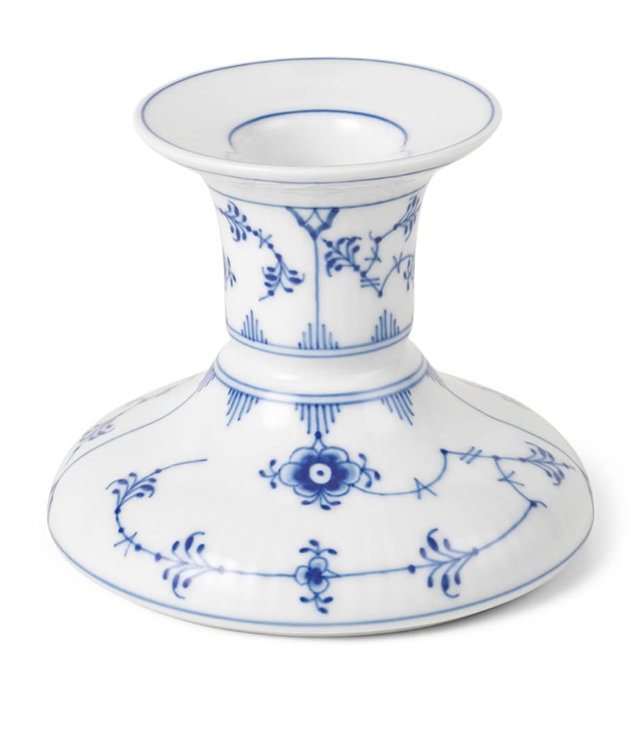 Porcelain Blue Fluted Plain Candle Holder BLUE Image 3