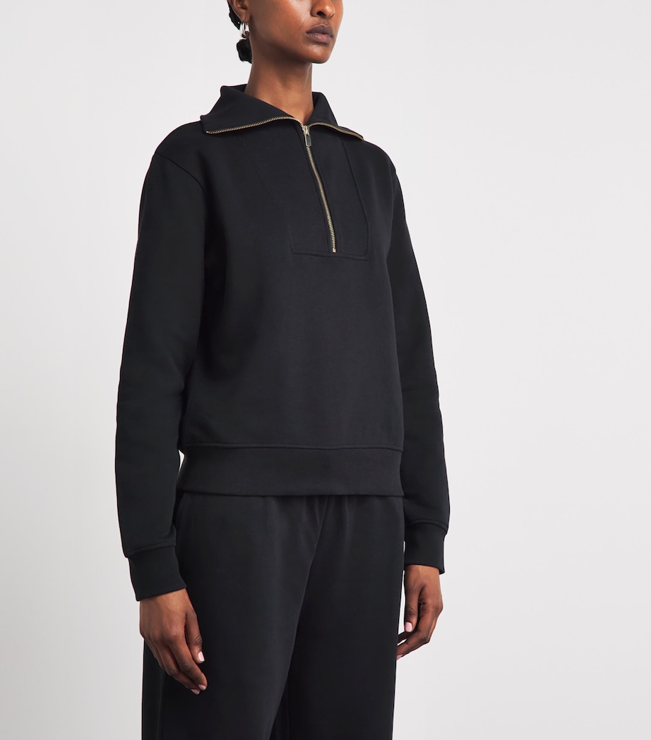 Harrods Womens Cotton Zip-Up Funnel-Neck Sweater Black Image 4