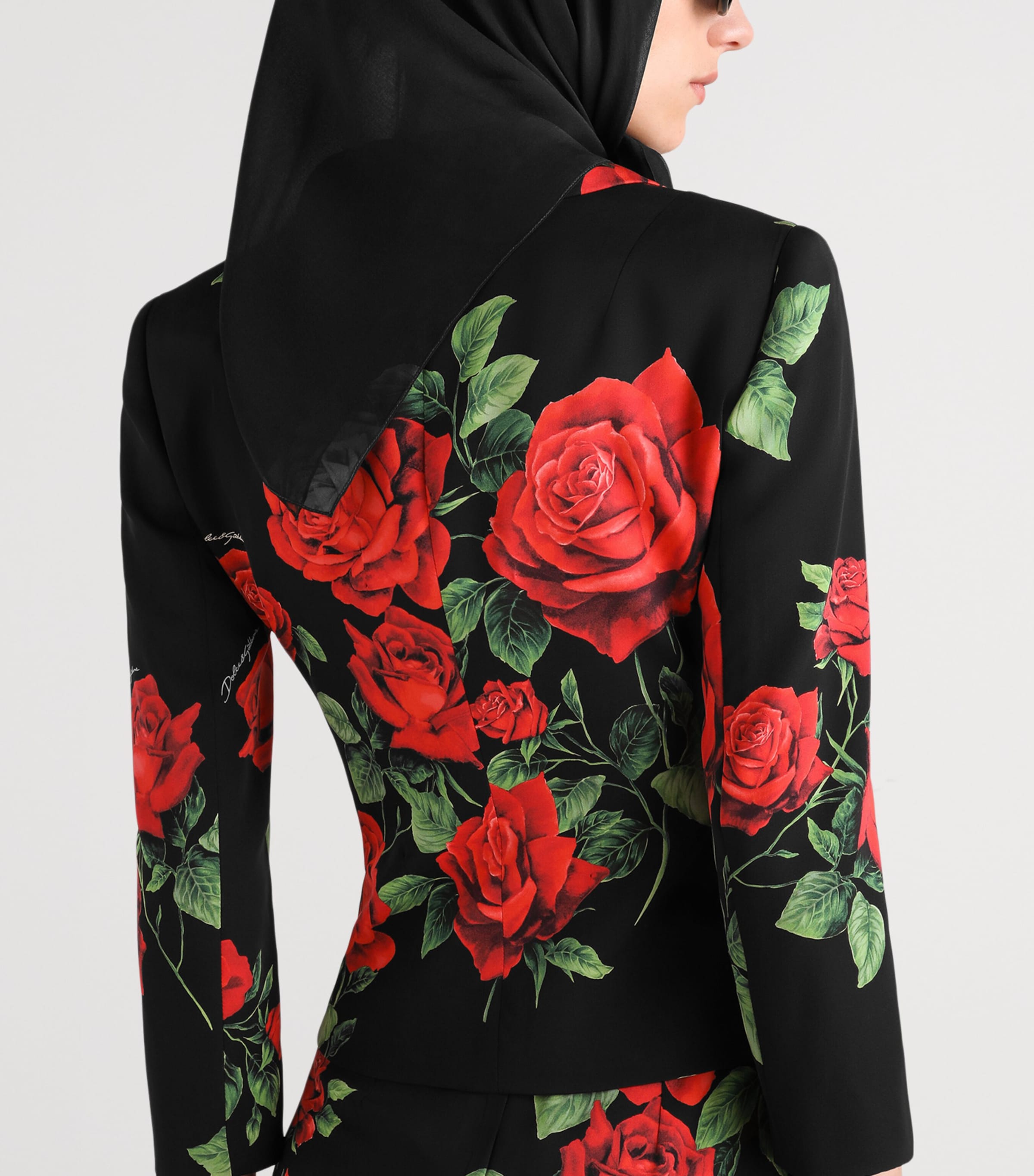 Dolce&Gabbana Womens Silk-Blend Floral Print Blazer Rose Rosse F Image 4