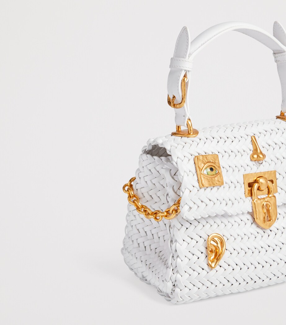 Schiaparelli Mini Calfskin Bijoux Secret Top-Handle Bag White Image 5