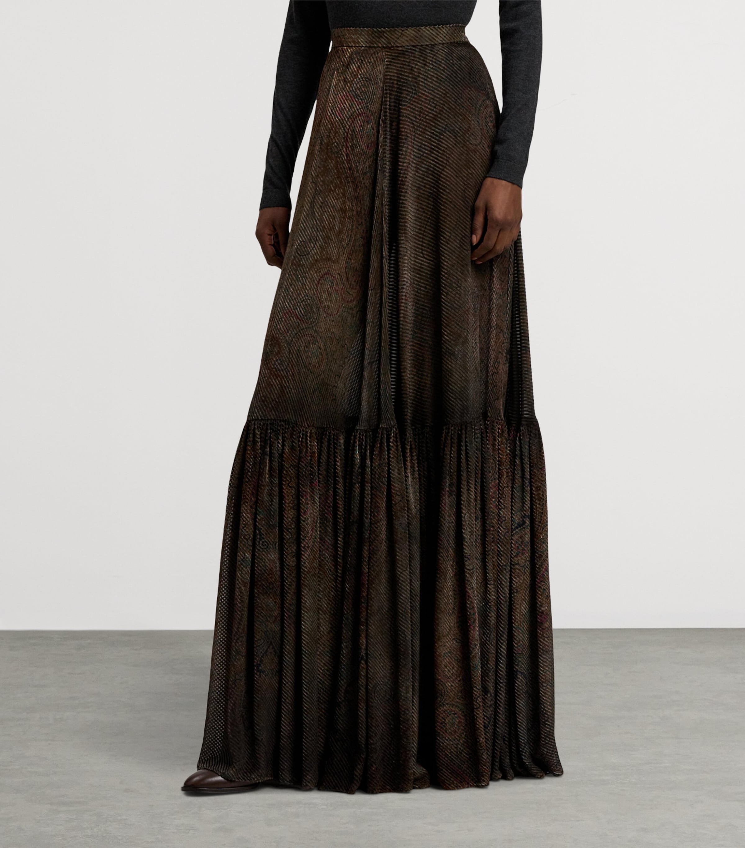 Velvet Devoré Carlita Maxi Skirt COGNAC MULTI Image 6