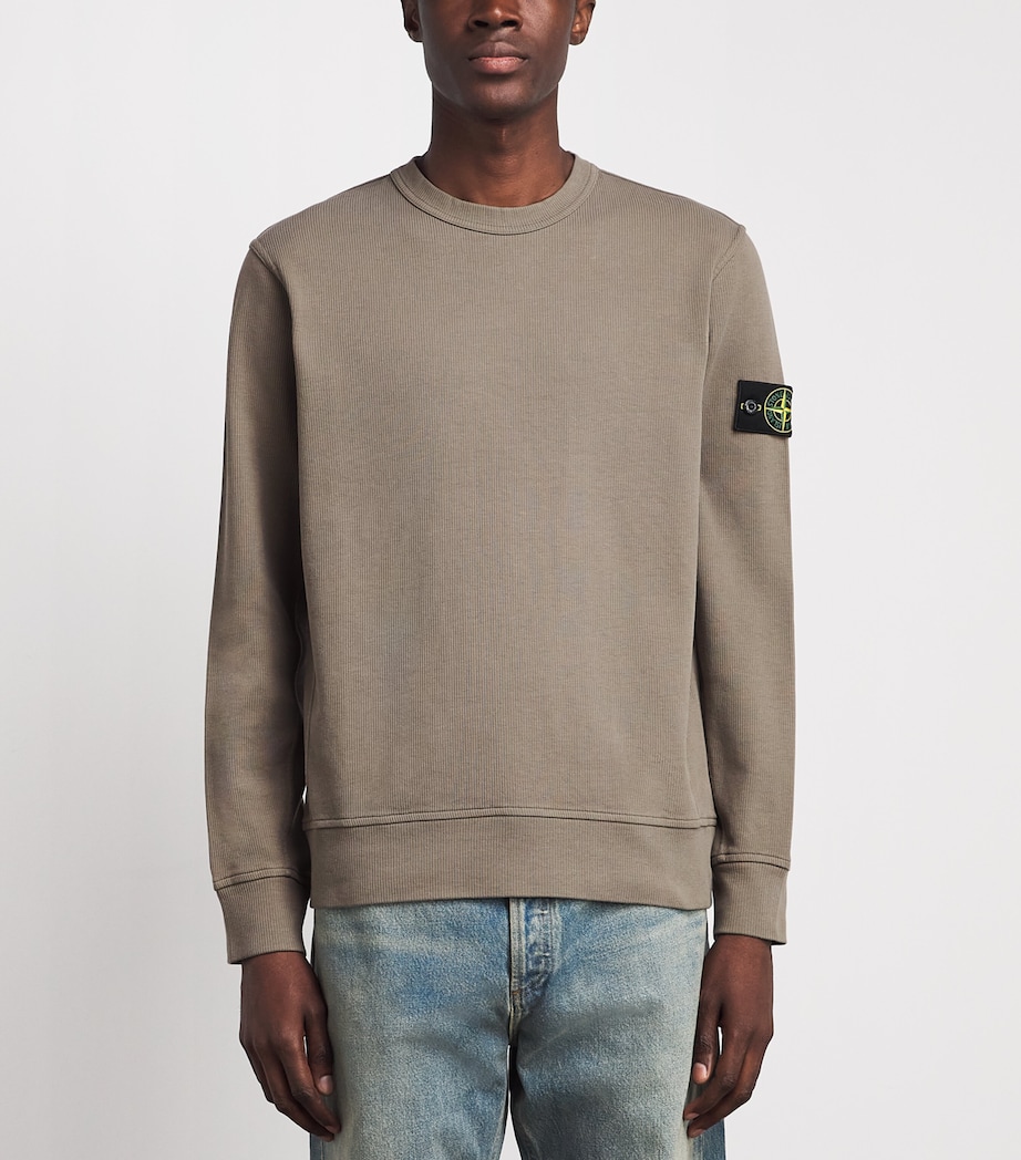 Stone Island Mens Ribbed Compass Patch Sweatshirt Image 4
