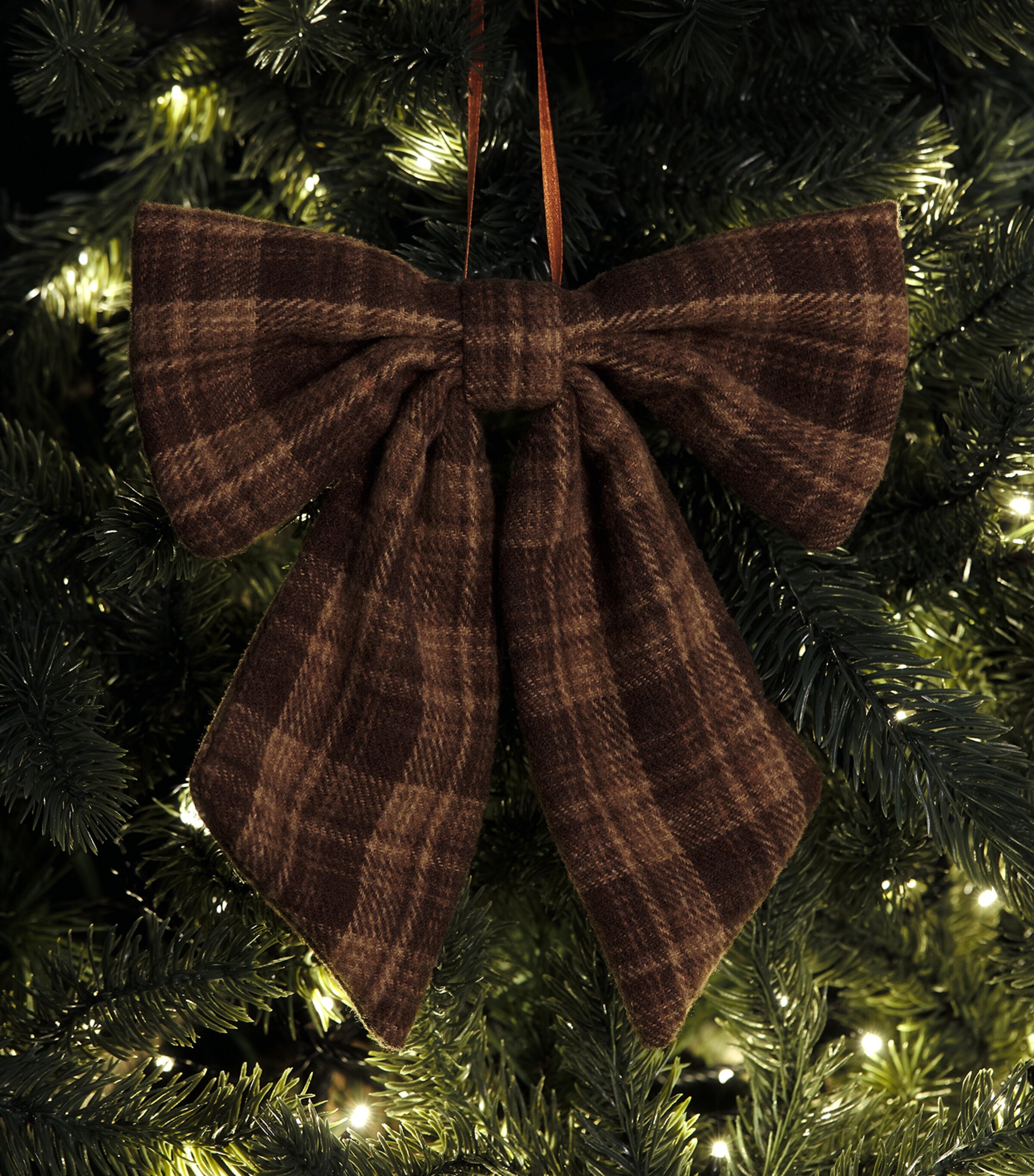 Luxury Garland Tartan Bow Tree Decoration Check Brown Image 3