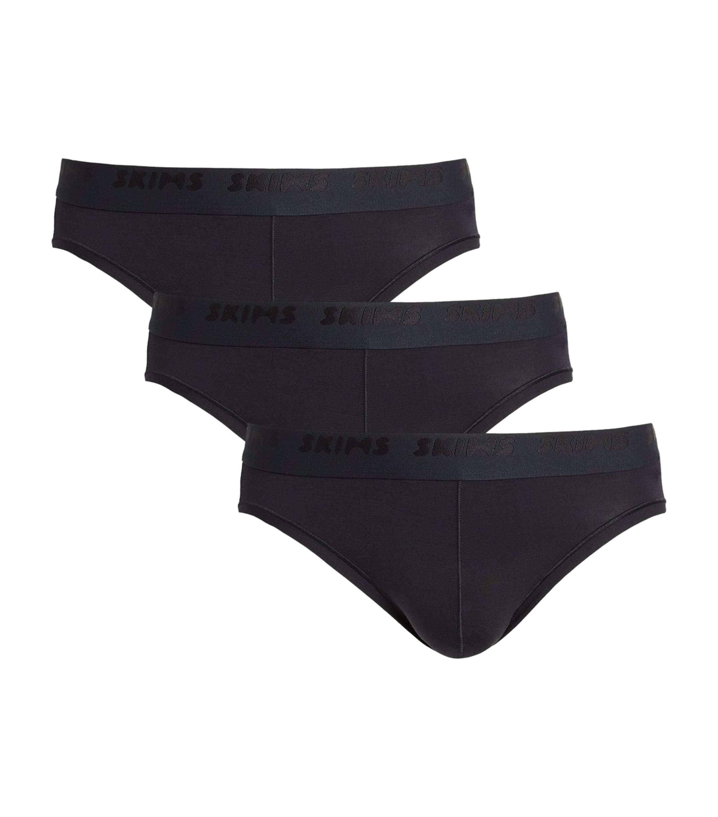 Skims Three-pack Black Cotton Briefs In Black