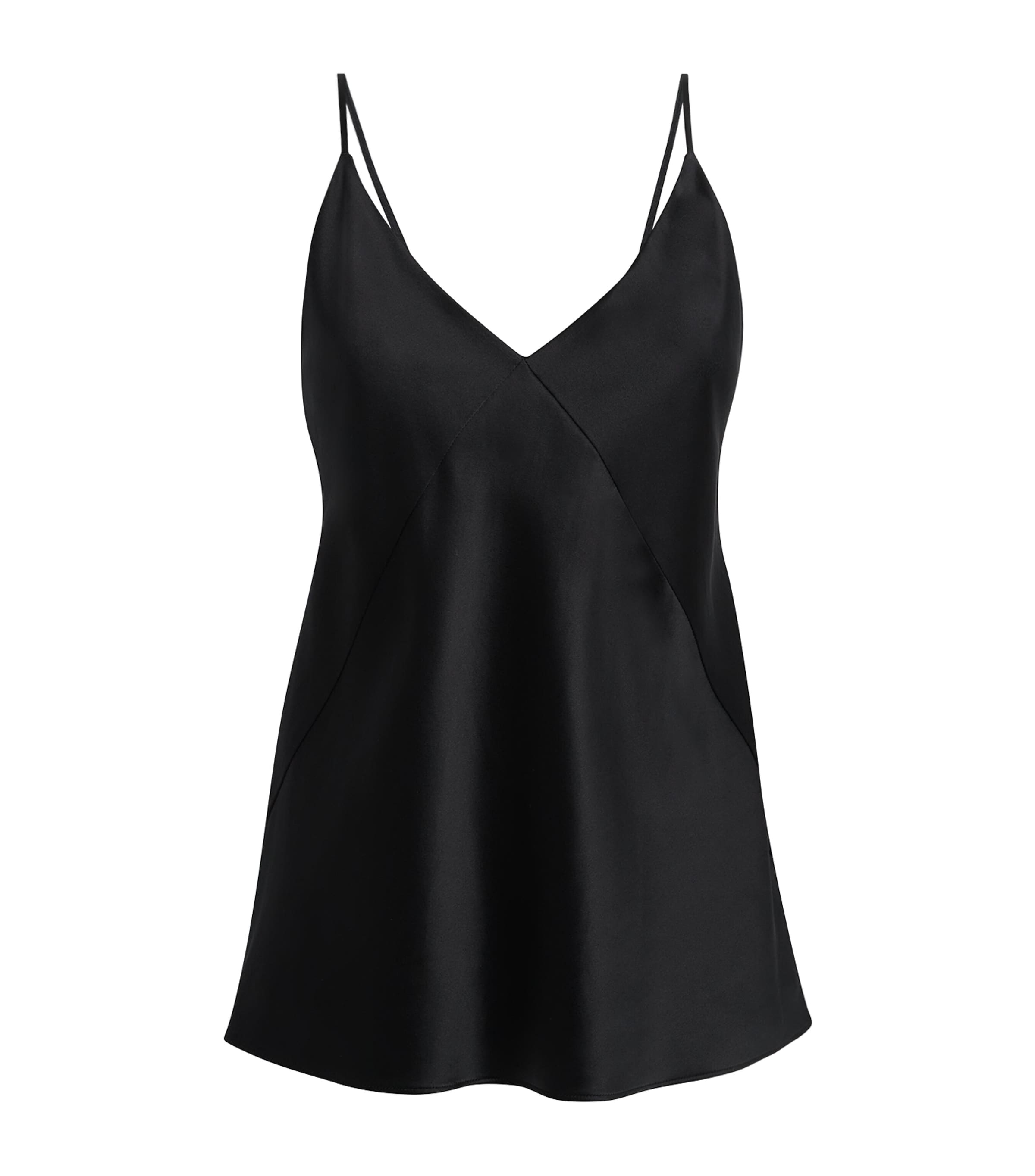 Shop Max Mara Silk Satin Cami Top In Black