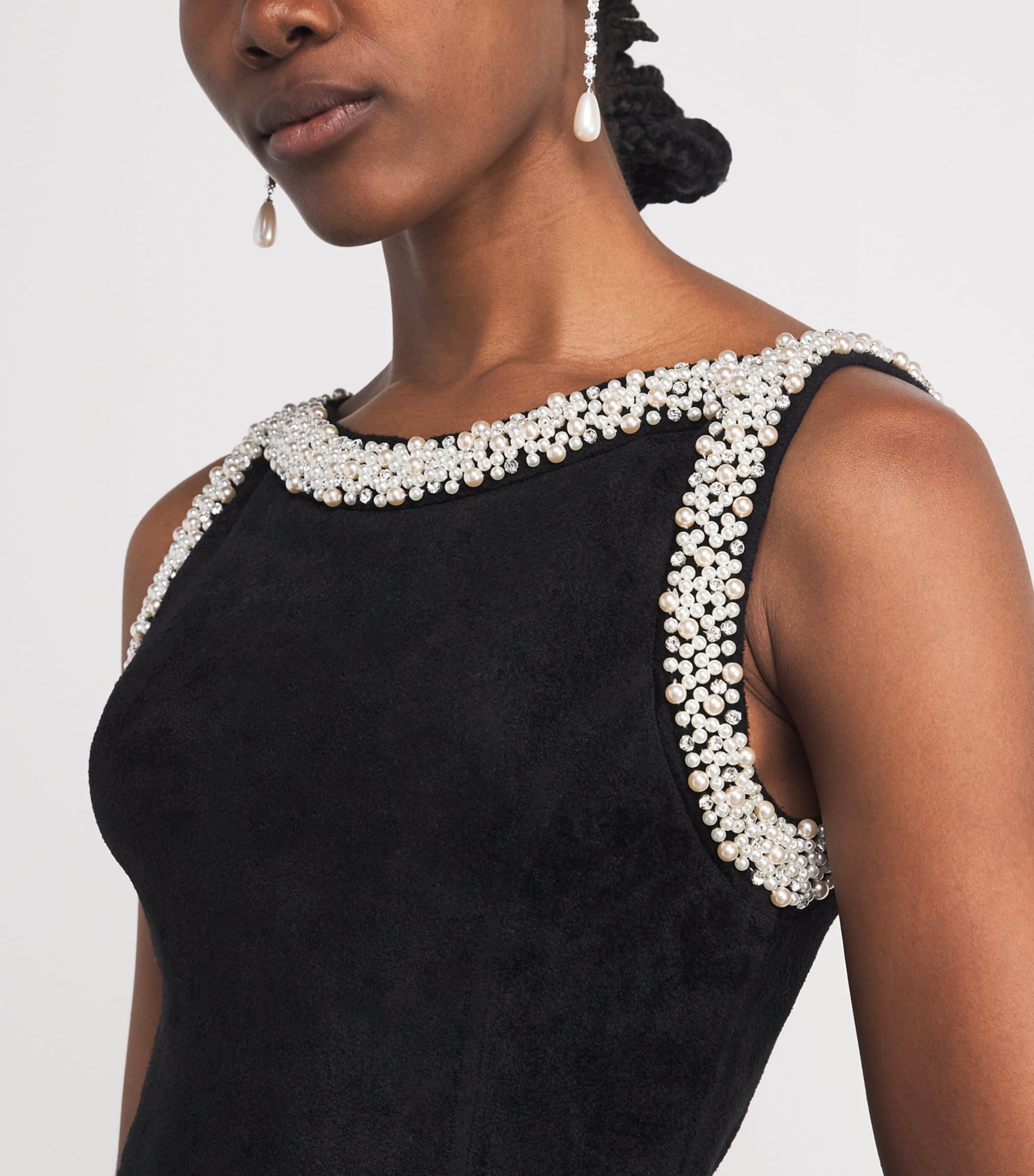 Velvet Beaded Mini Dress BLACK Image 4