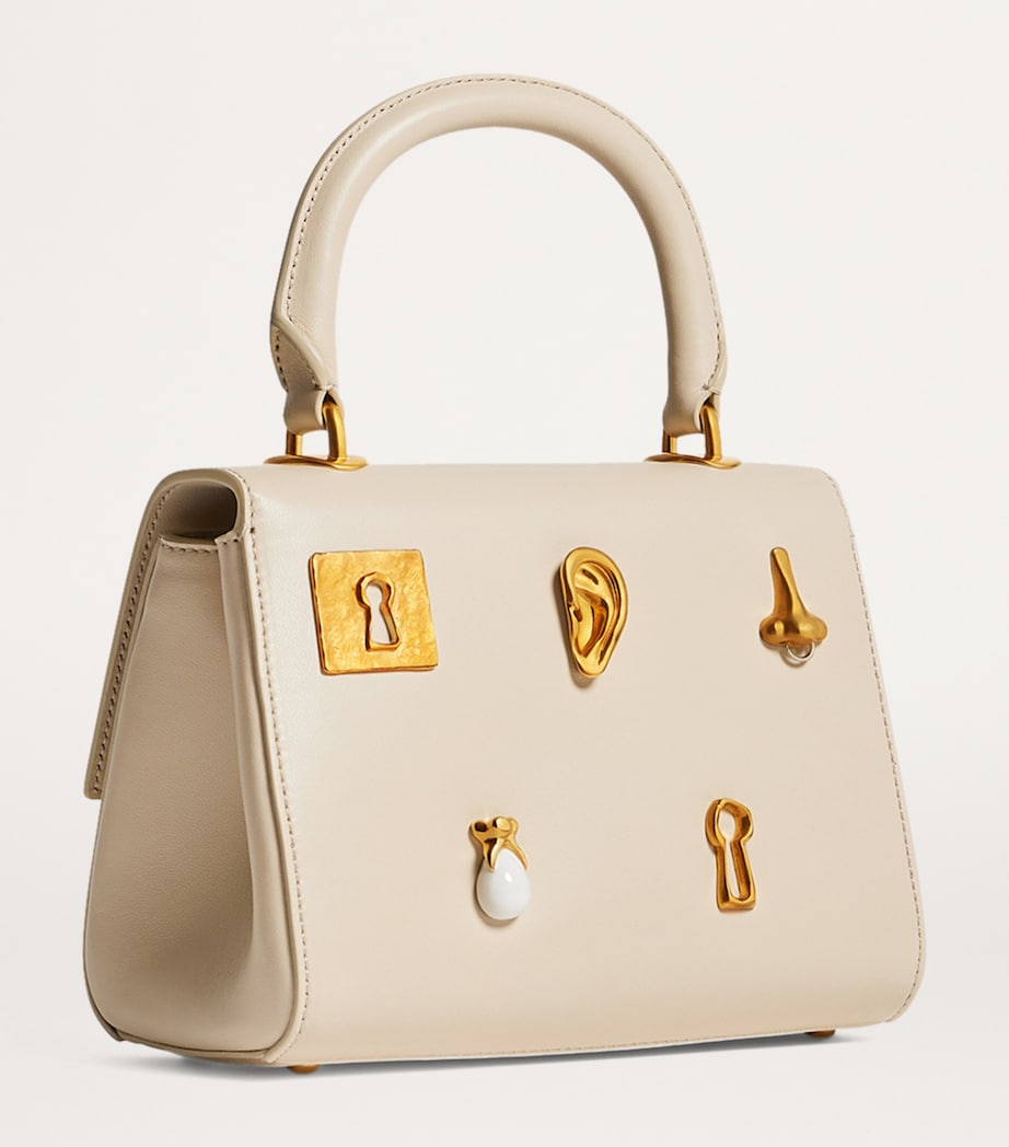 Leather Mini Bijoux Secret Top-Handle Bag 107ECRU Image 3