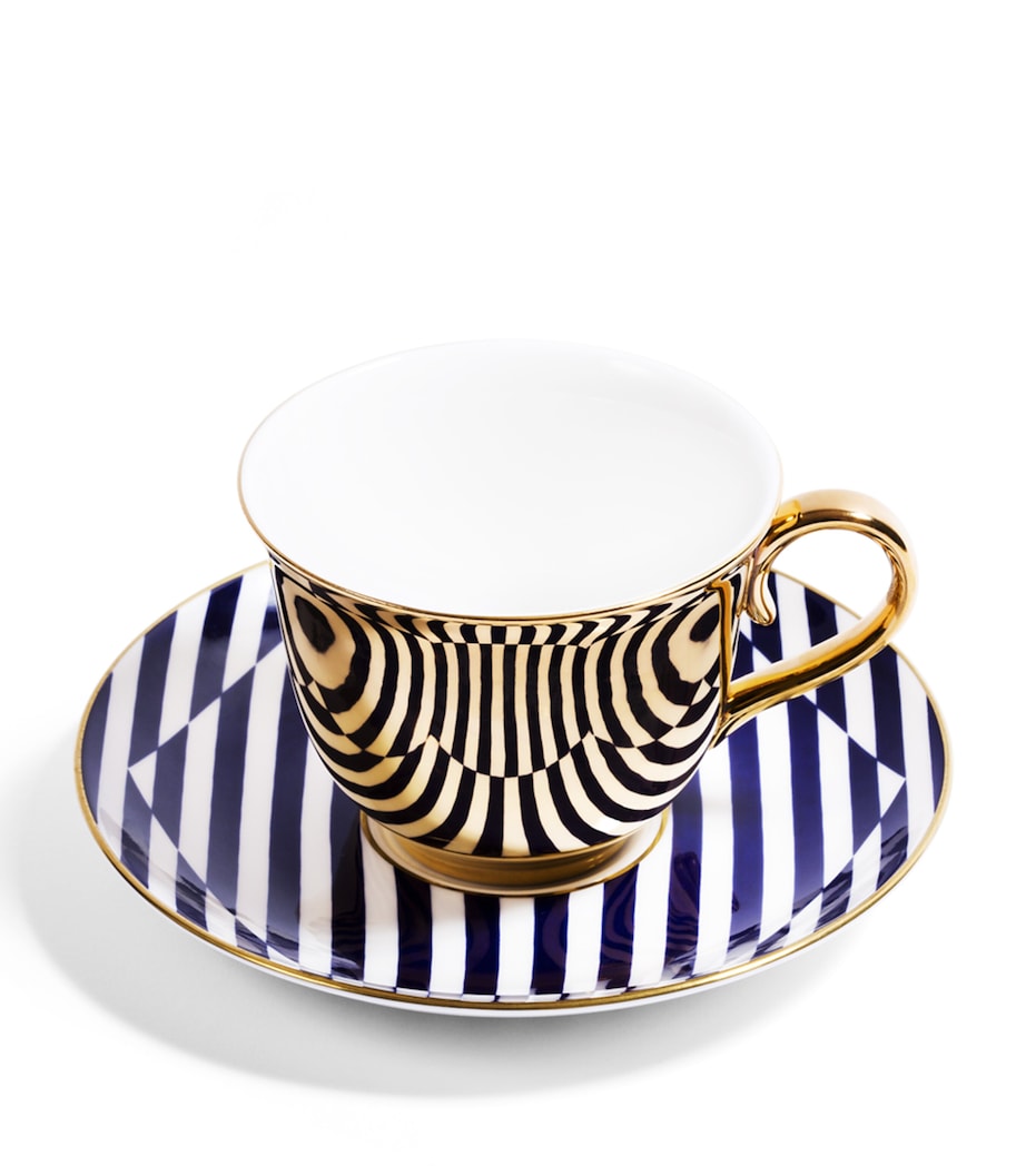 Superstripe Teacup and Saucer BLUE Image 1