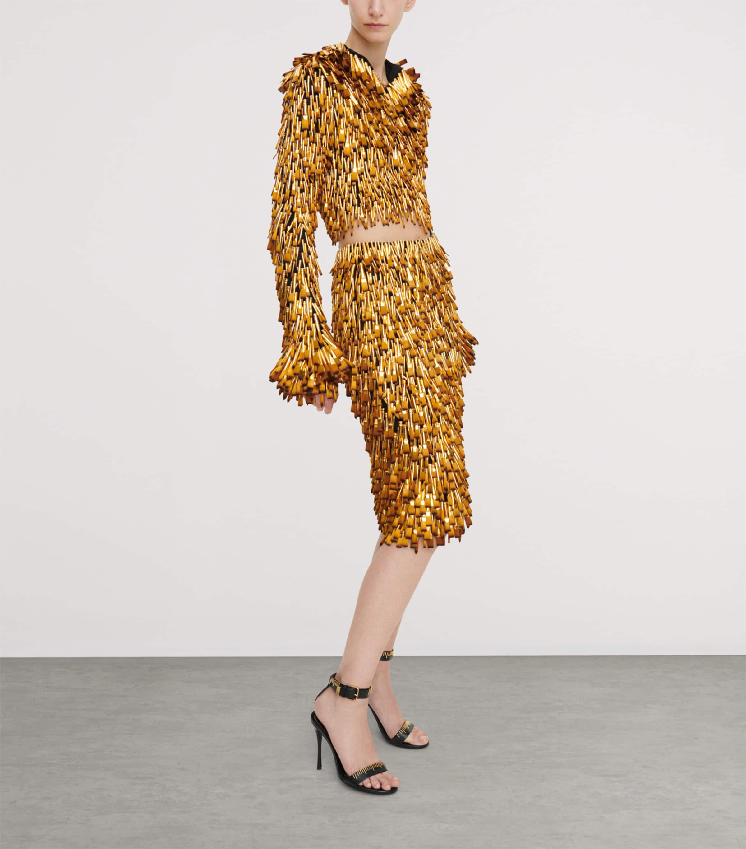 Schiaparelli Womens Embellished Brush Cardigan Gold Image 4