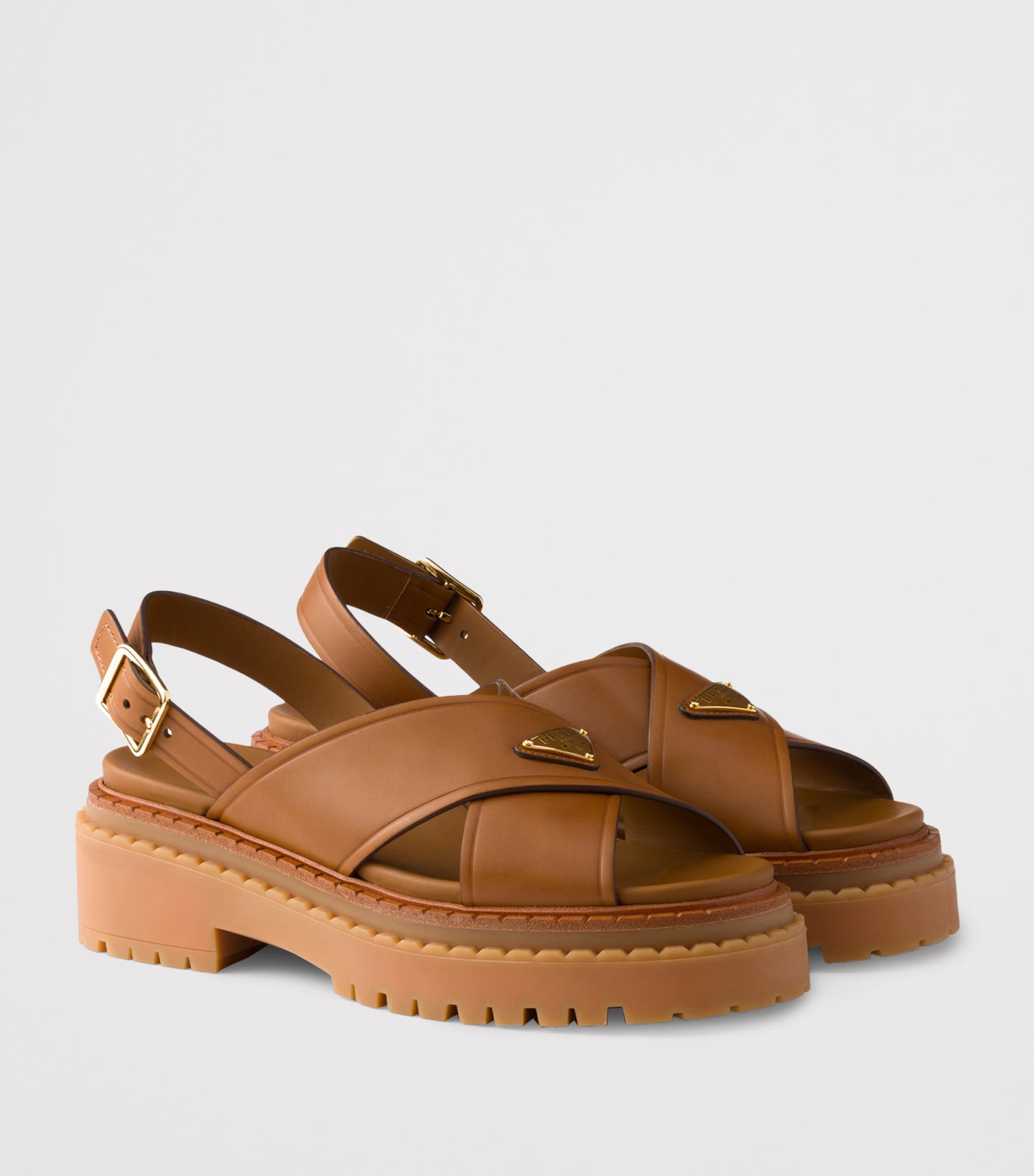 Leather Crossover Platform Sandals 55 F0054 Image 2