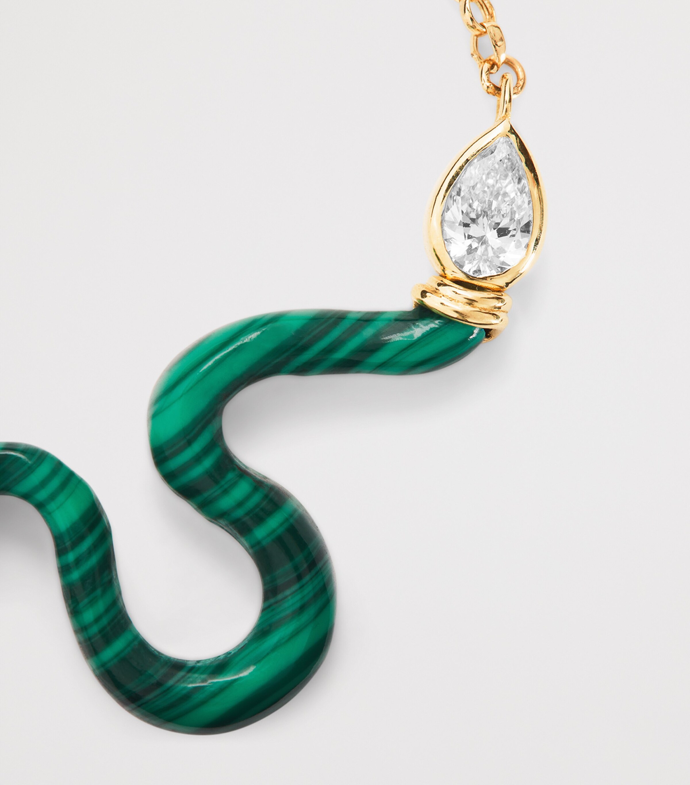 Large Yellow Gold, Diamond and Malachite N*93 Boa Necklace YELLOW GOLD Image 5