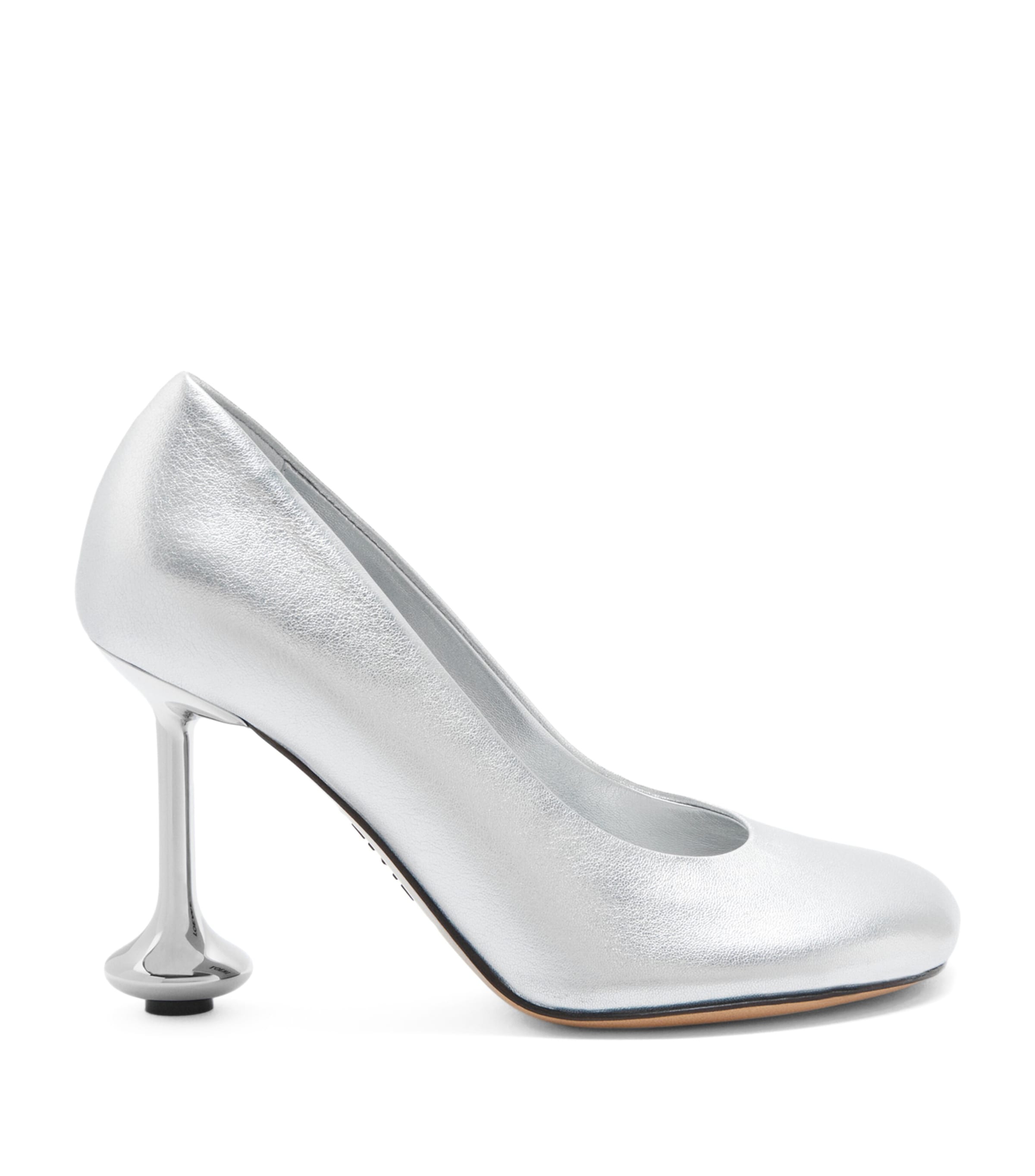Loewe Toy Metallic Leather Stiletto Pumps In Silver